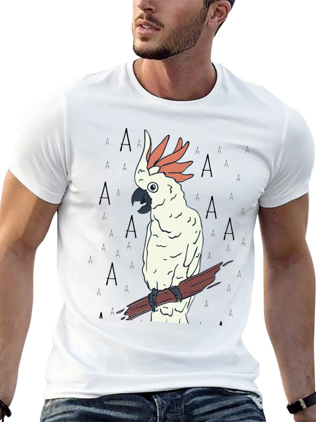 Cockatoo Bird Graphic Print Black Tee