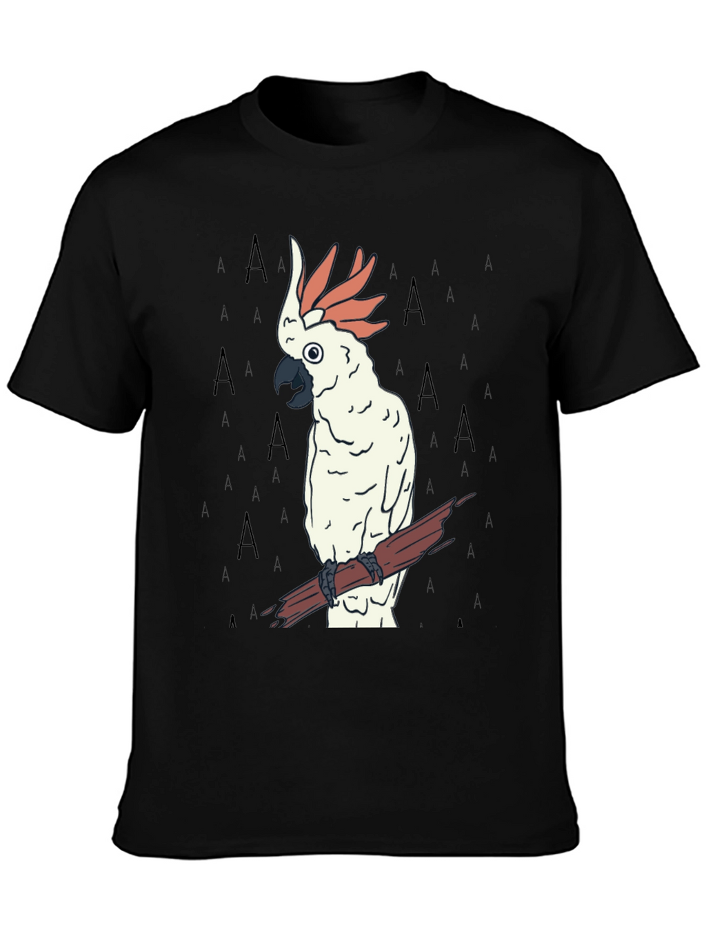 Cockatoo Bird Graphic Print Black Tee