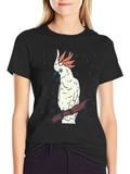 Cockatoo Bird Graphic Print Black Tee