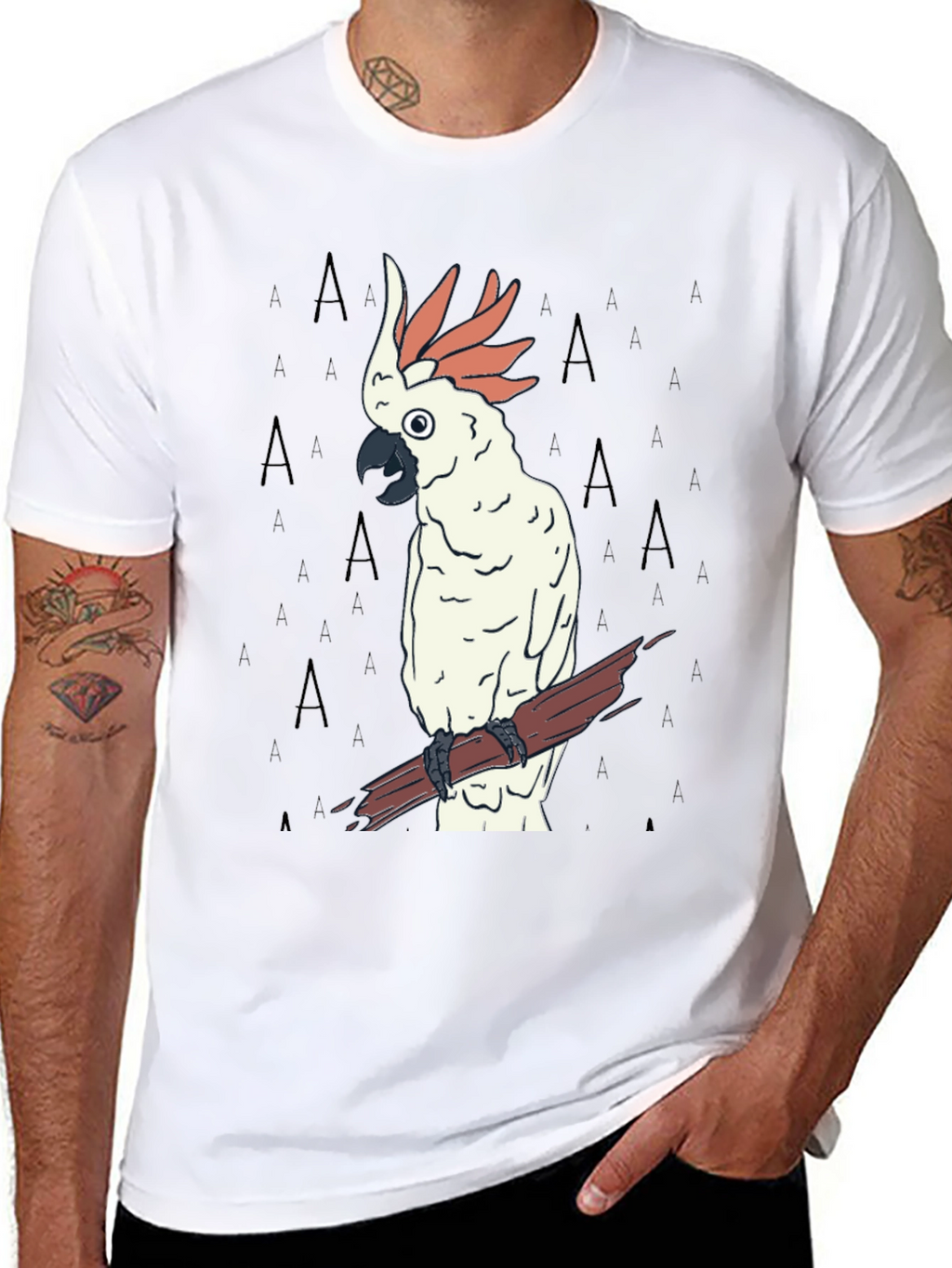 Cockatoo Bird Graphic Print Black Tee