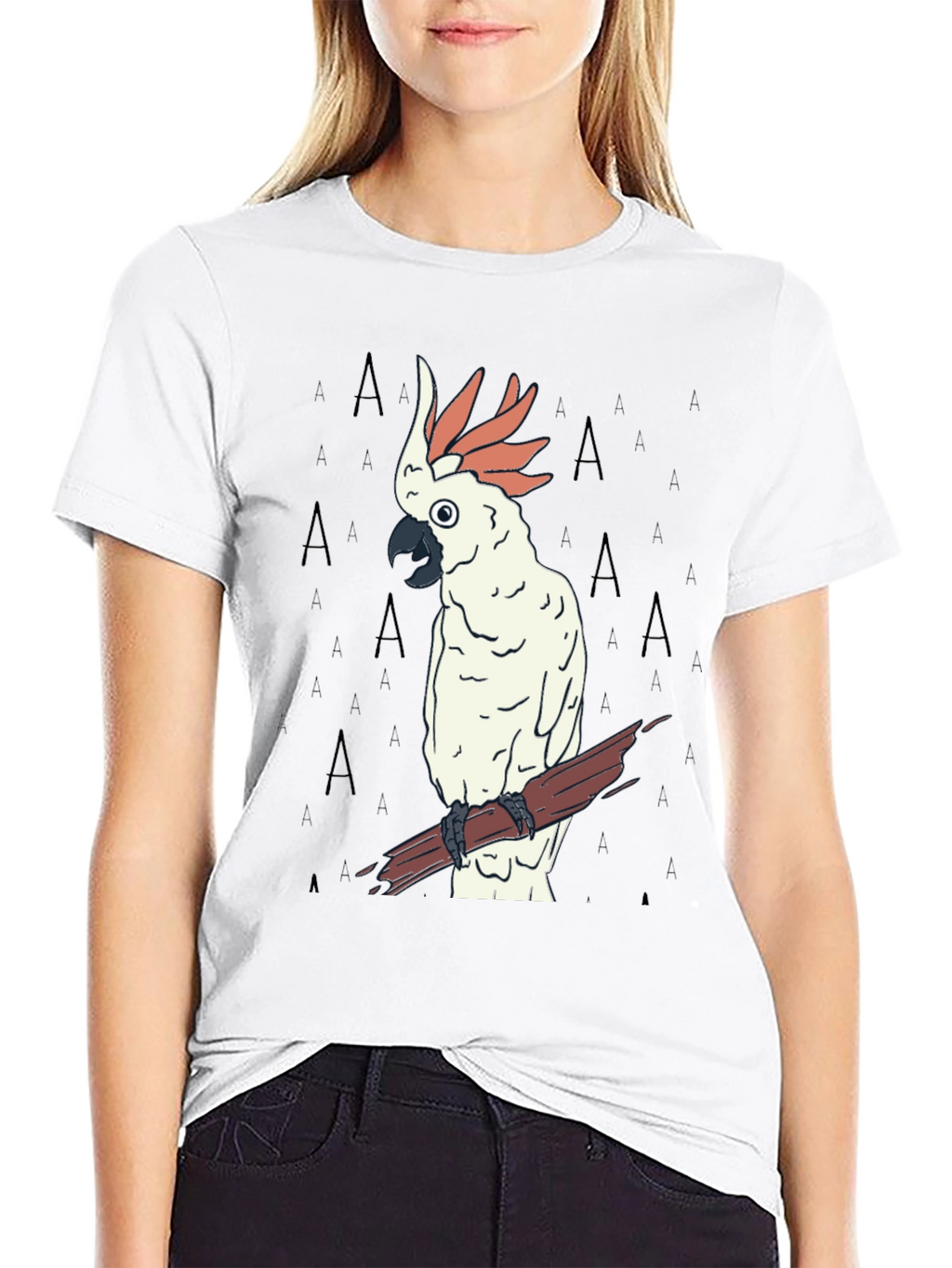 Cockatoo Bird Graphic Print Black Tee