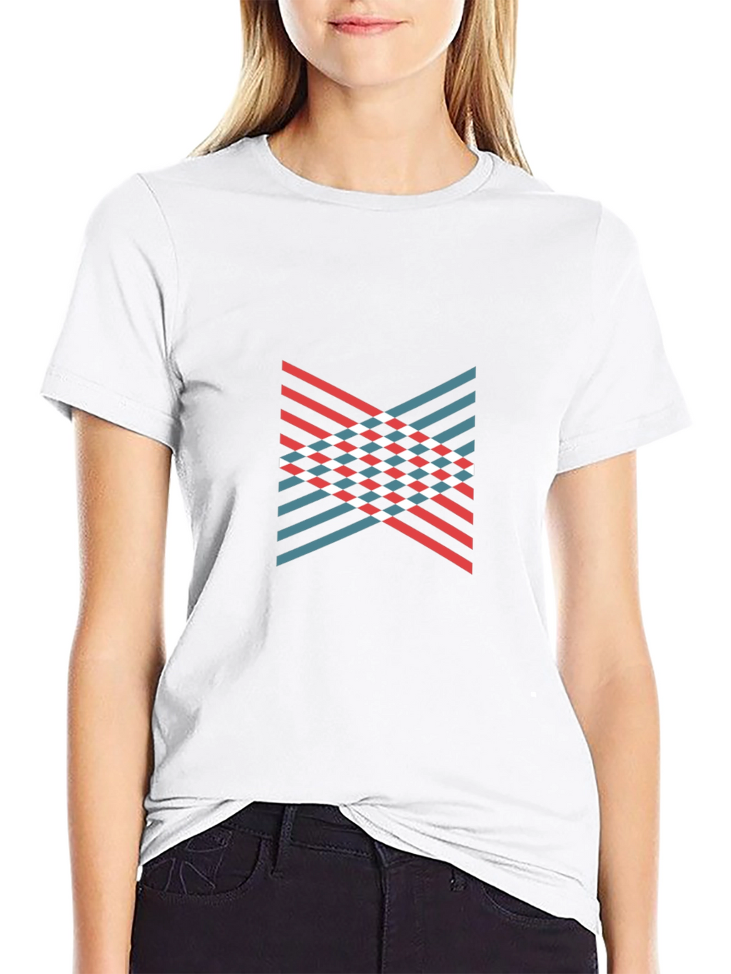 Modern Graphic Tee - Red White Blue Stripes