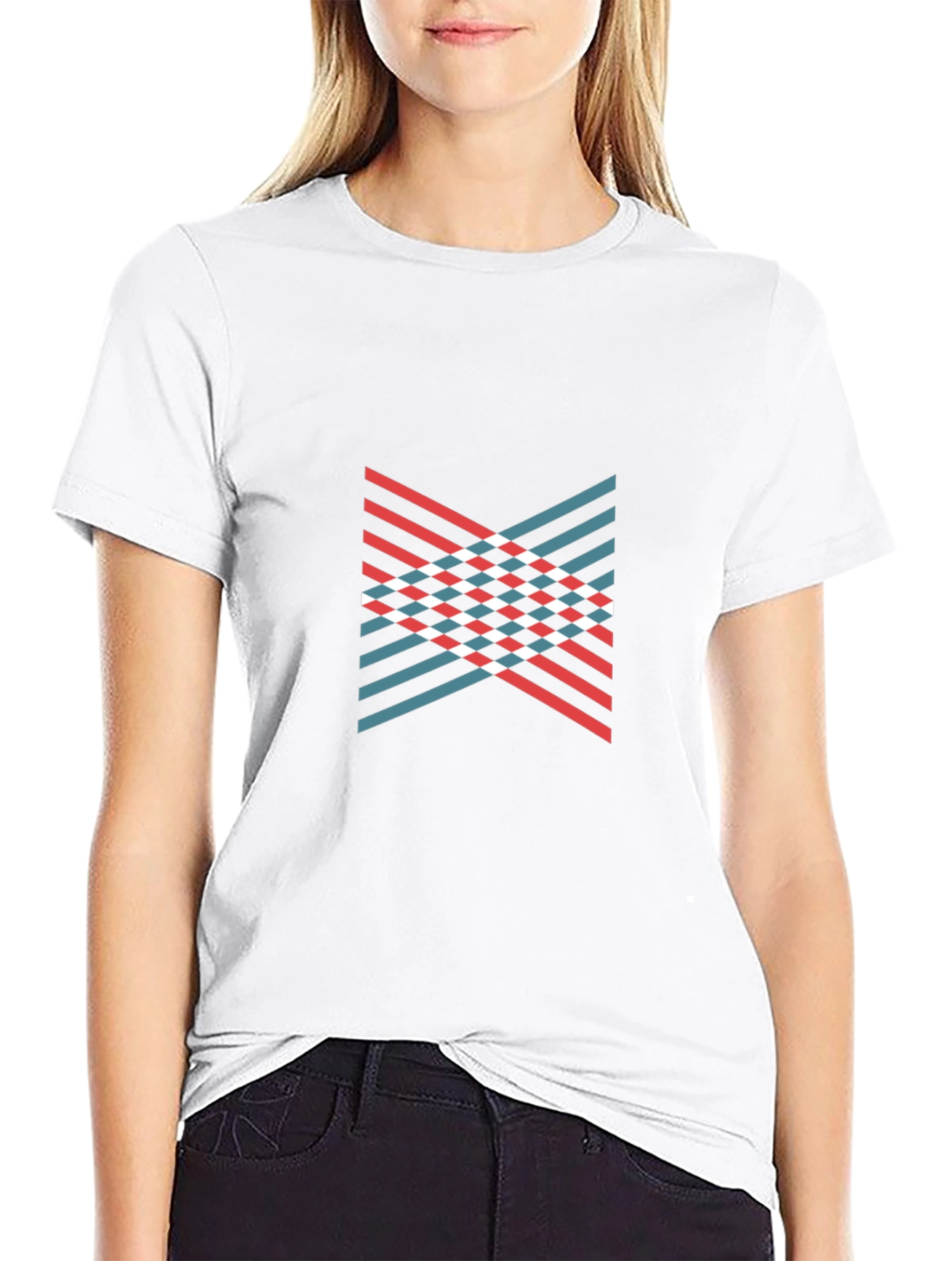 Modern Graphic Tee - Red White Blue Stripes
