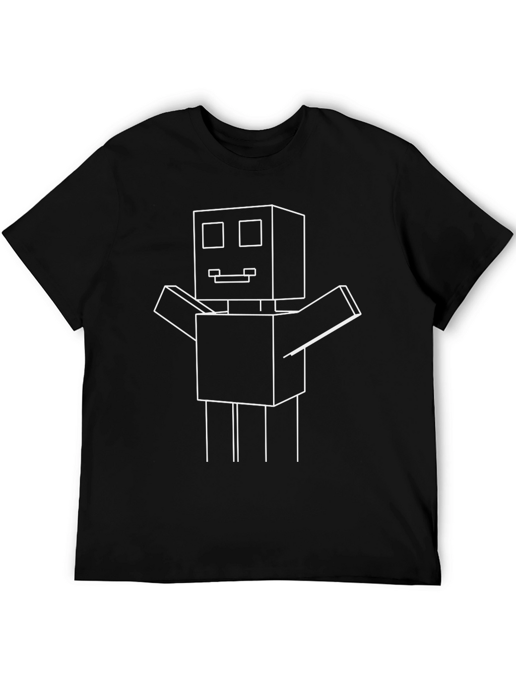 Geometric Robot Graphic Tee - Black