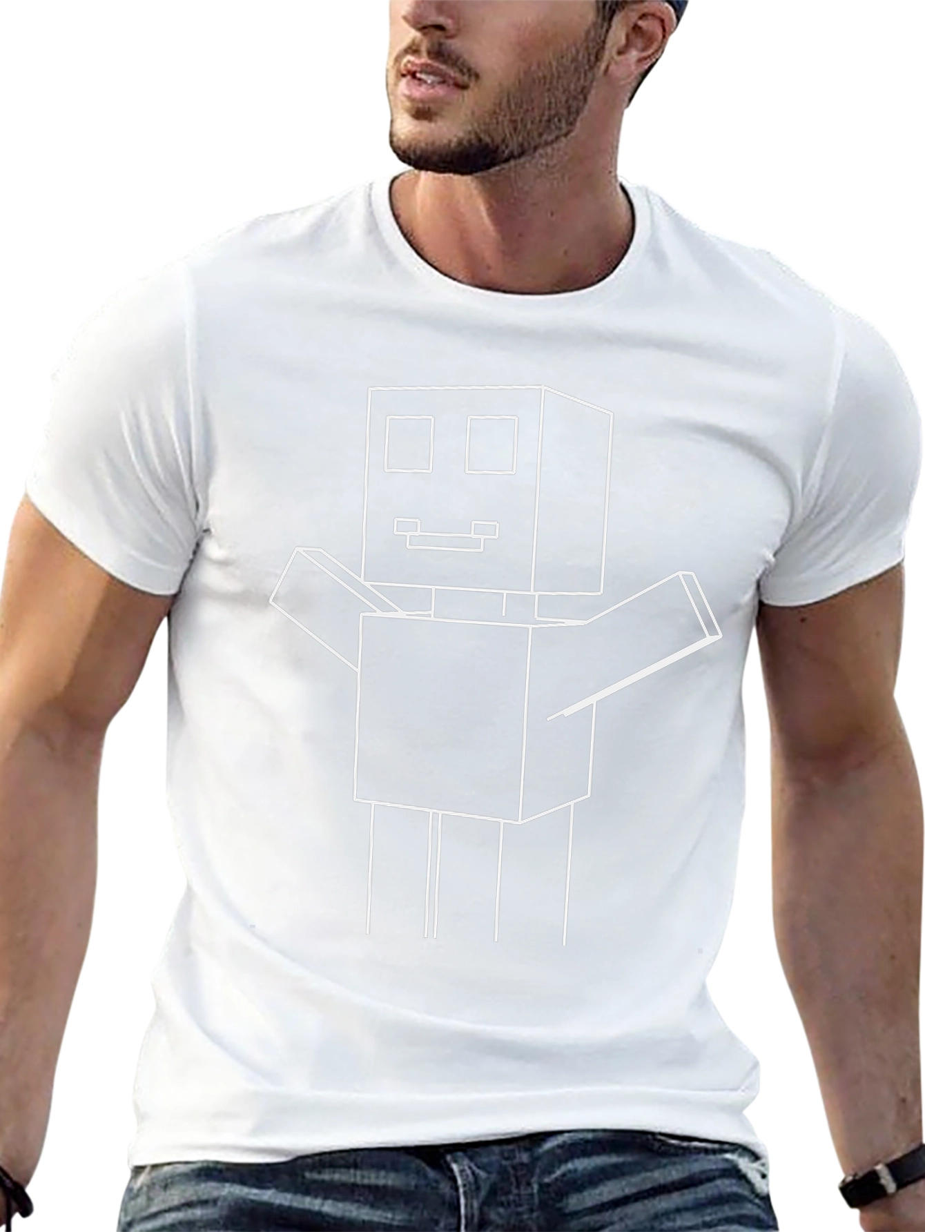 Geometric Robot Graphic Tee - Black