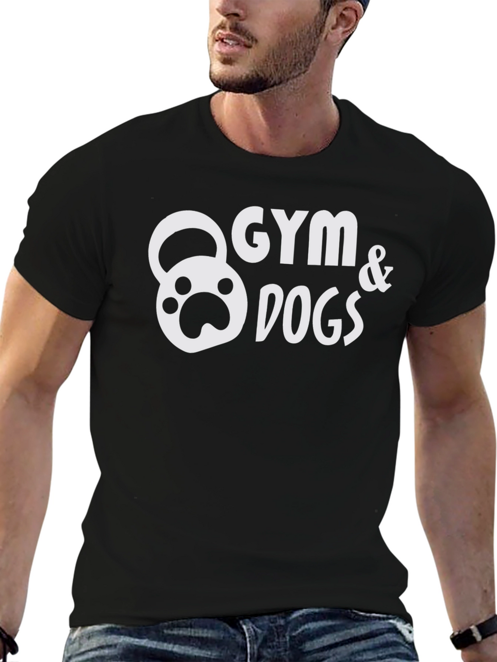 Gym & Dogs Graphic Tee - Black Cotton T-Shirt
