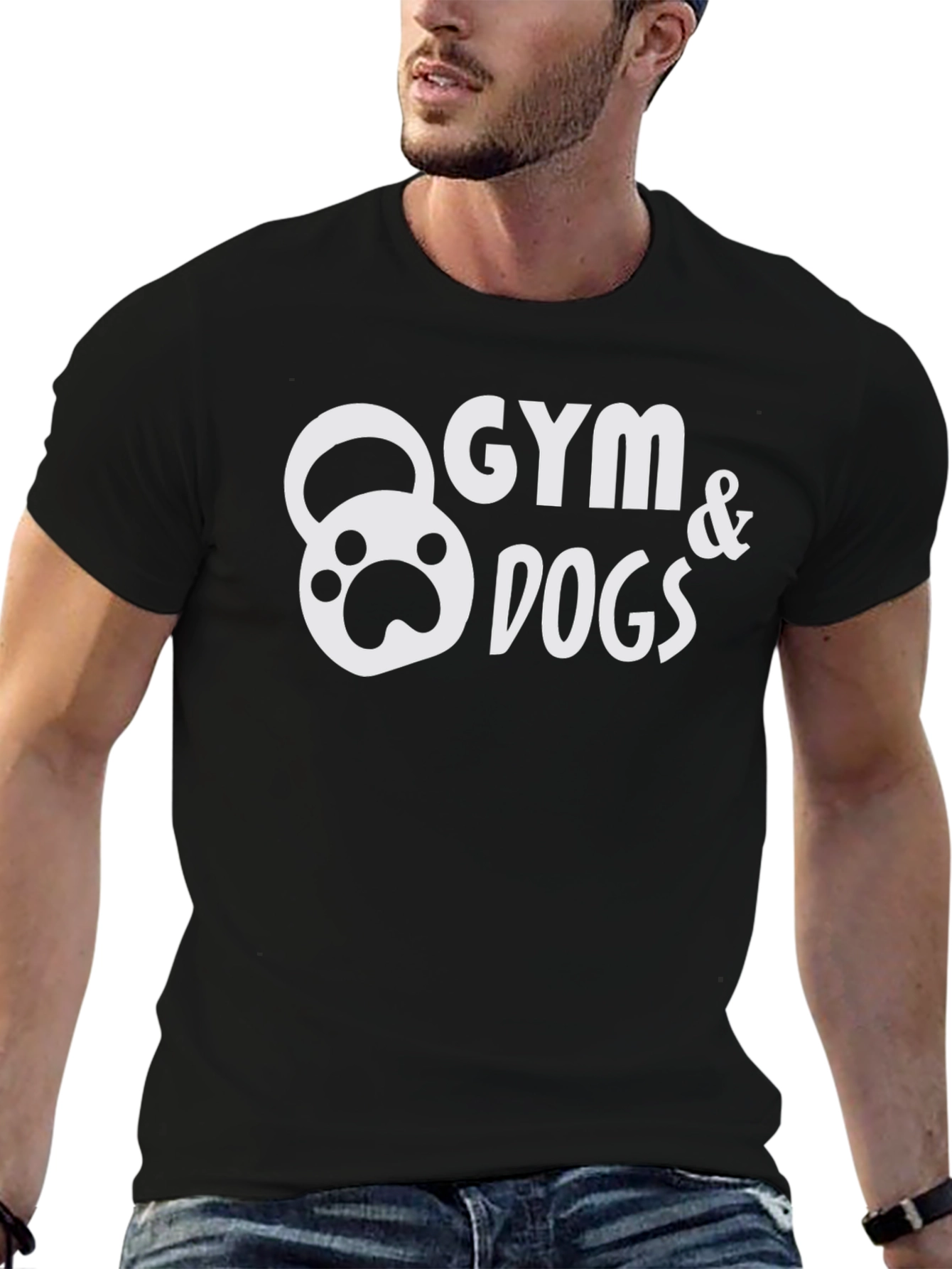 Gym & Dogs Graphic Tee - Black Cotton T-Shirt