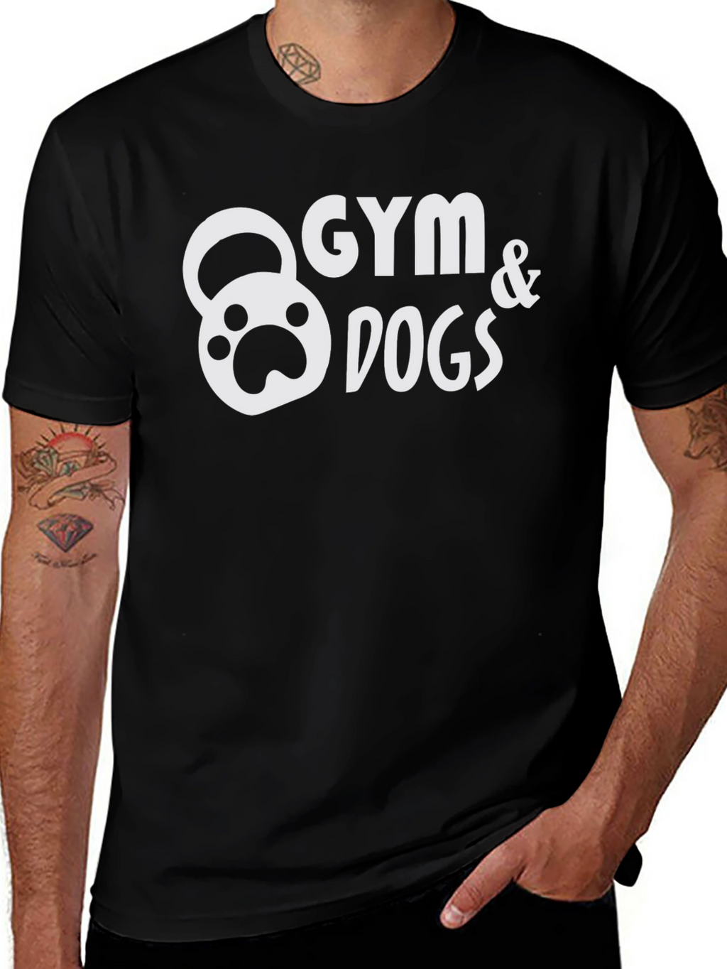 Gym & Dogs Graphic Tee - Black Cotton T-Shirt