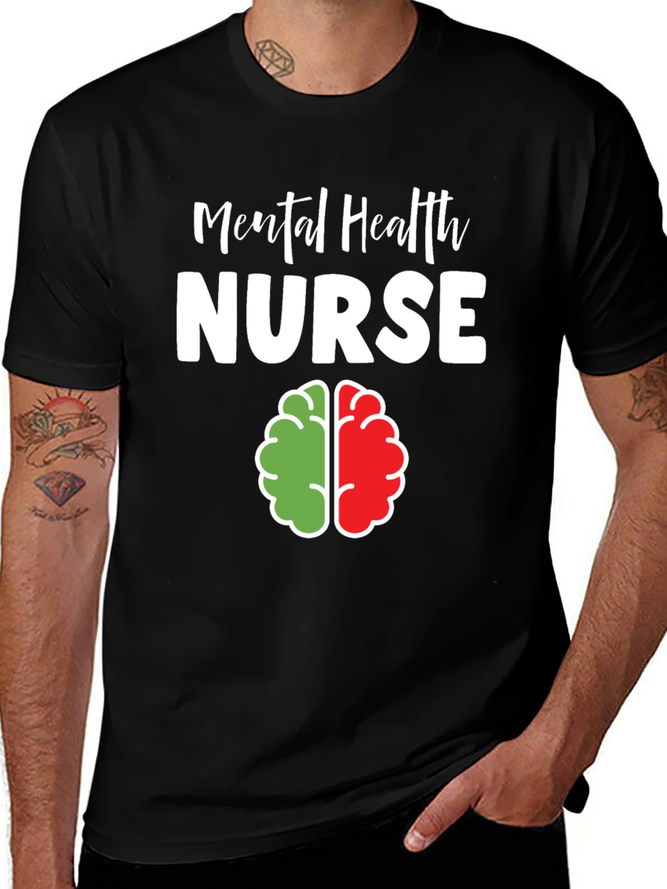 Mental Health Nurse T-Shirt Brain Graphic Comfortable Fit