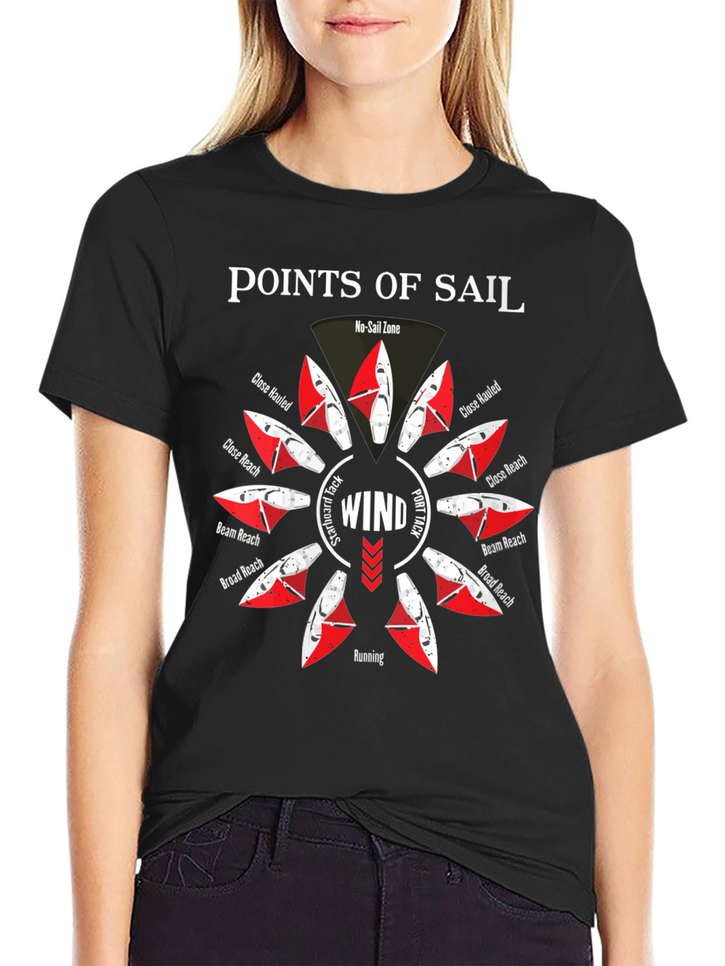 Points of Sail Black Graphic T-Shirt