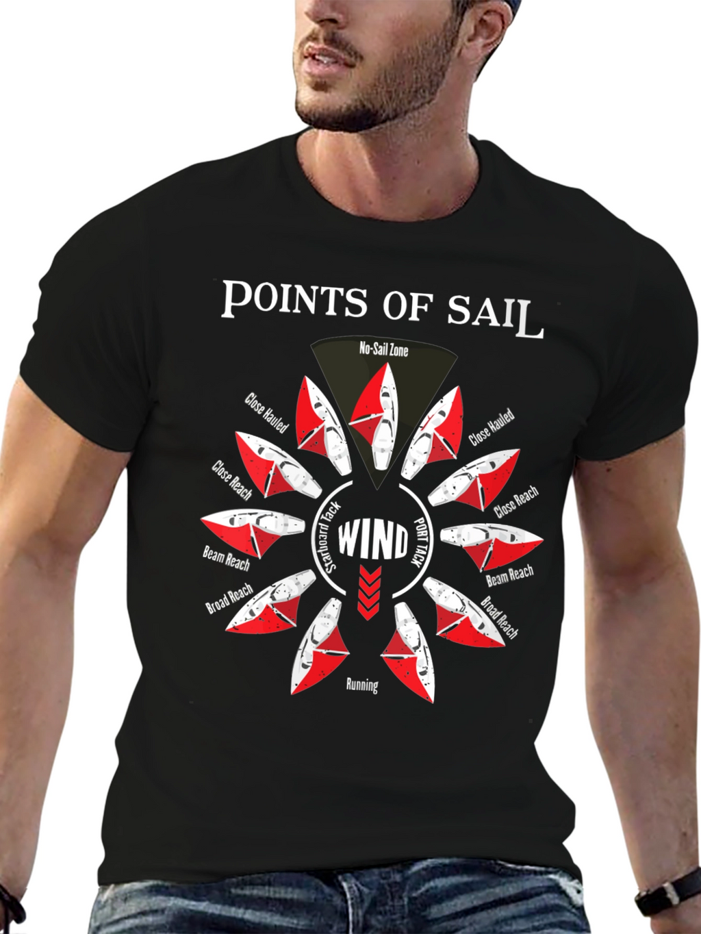 Points of Sail Black Graphic T-Shirt