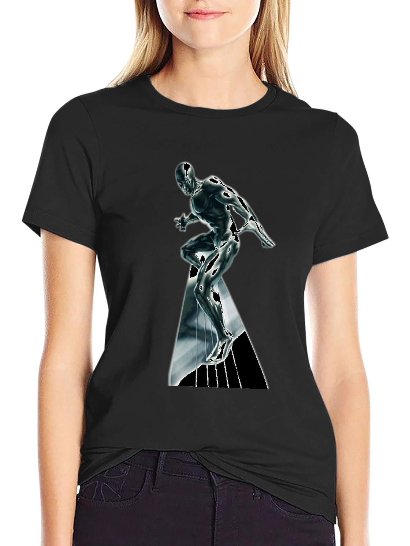 Silver Surfer Graphic T-Shirt - Black Cotton Tee