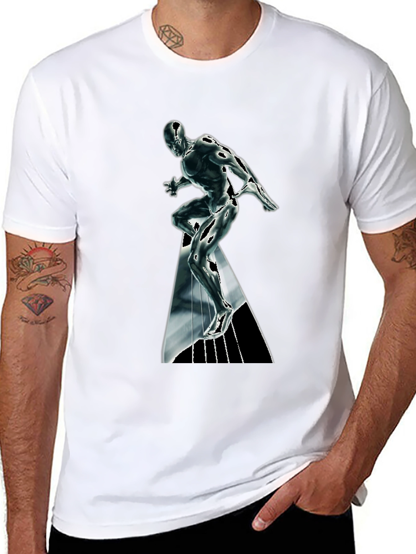 Silver Surfer Graphic T-Shirt - Black Cotton Tee