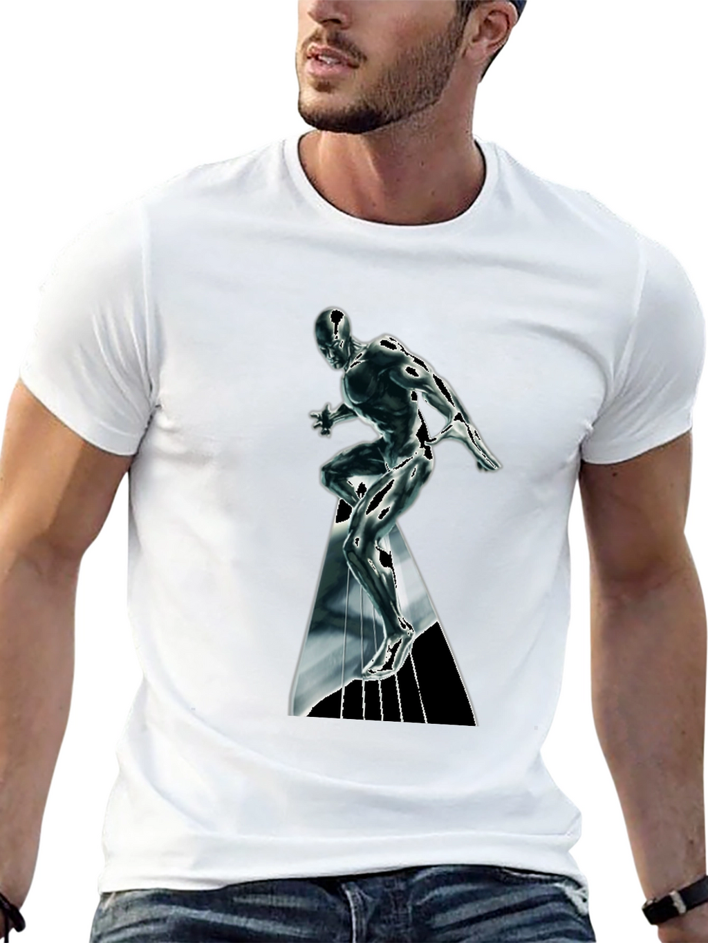 Silver Surfer Graphic T-Shirt - Black Cotton Tee
