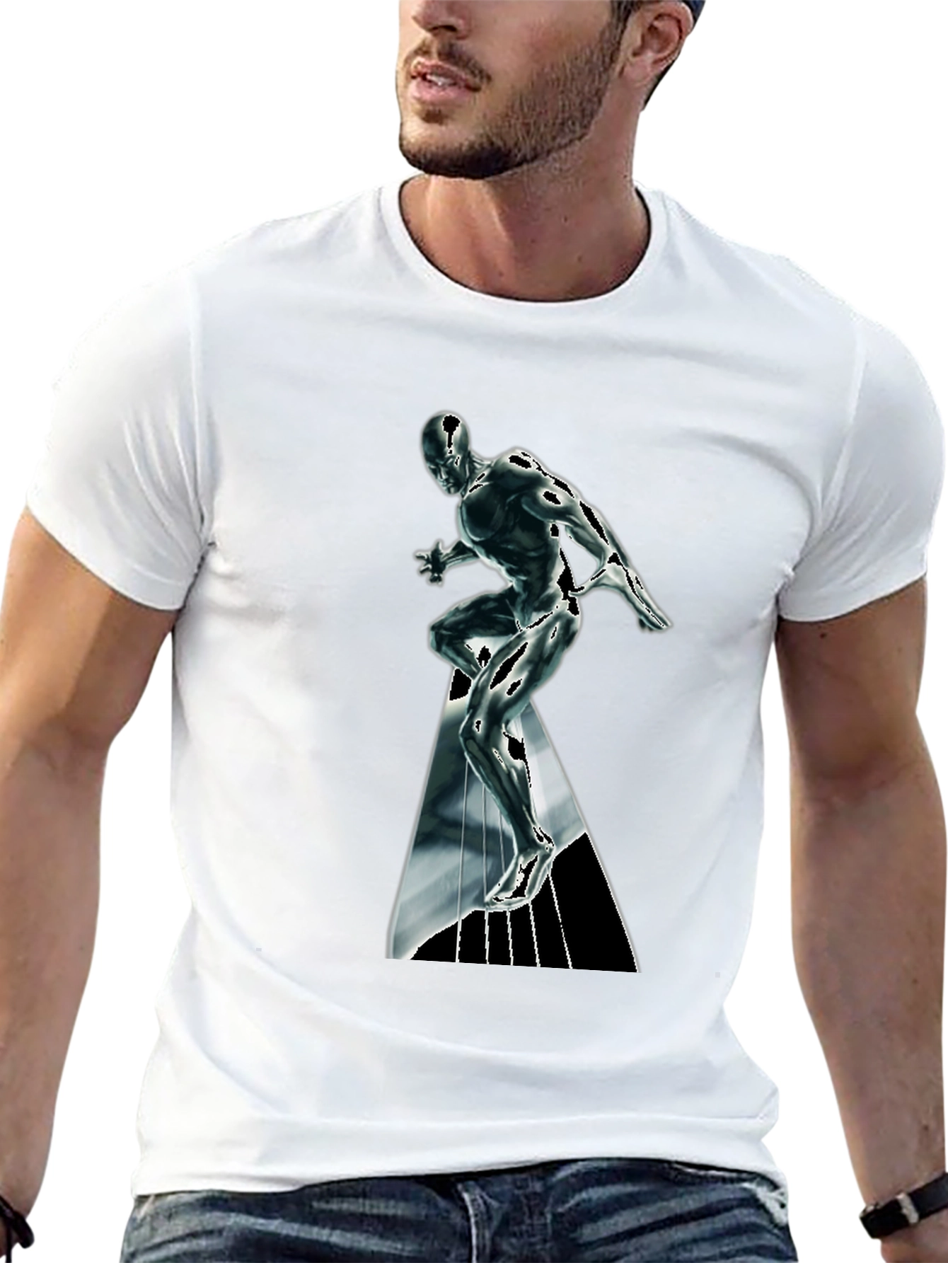 Silver Surfer Graphic T-Shirt - Black Cotton Tee