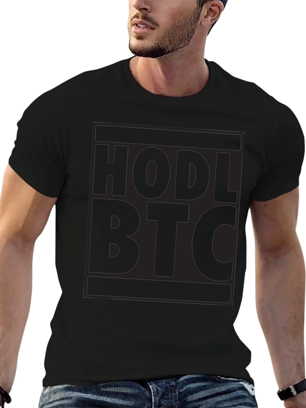 HODL BTC Black T-Shirt Crypto Bitcoin Investor Tee
