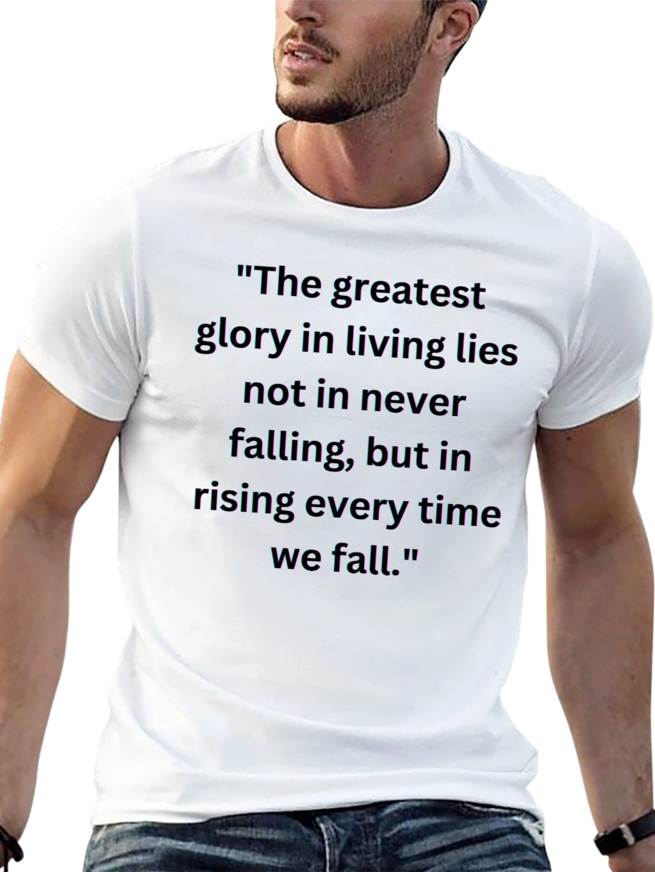 Inspirational Quote Graphic Tee - Black Cotton Blend