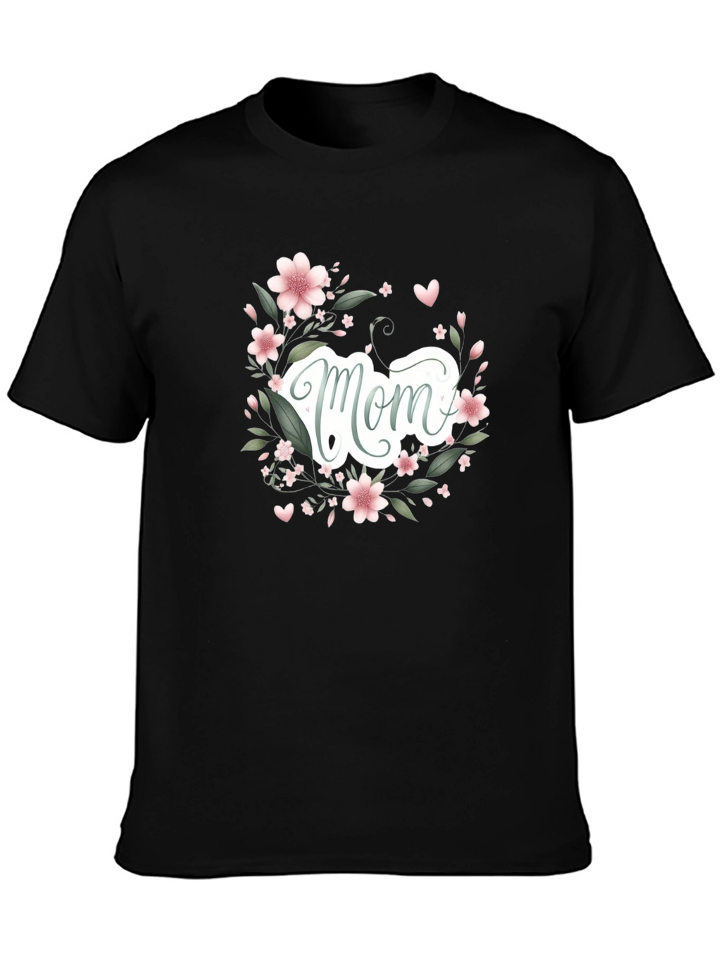 Floral Mom Graphic Black T-Shirt