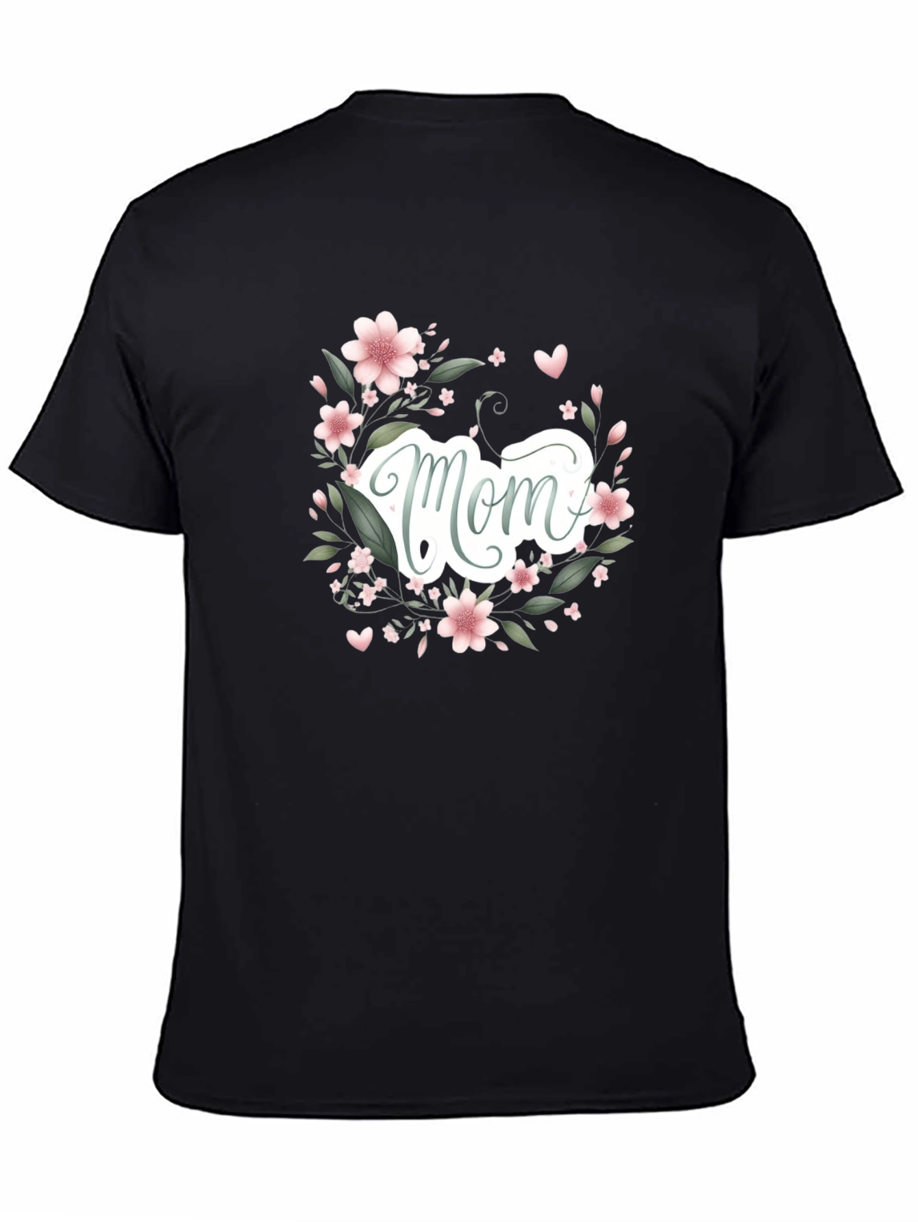 Floral Mom Graphic Black T-Shirt