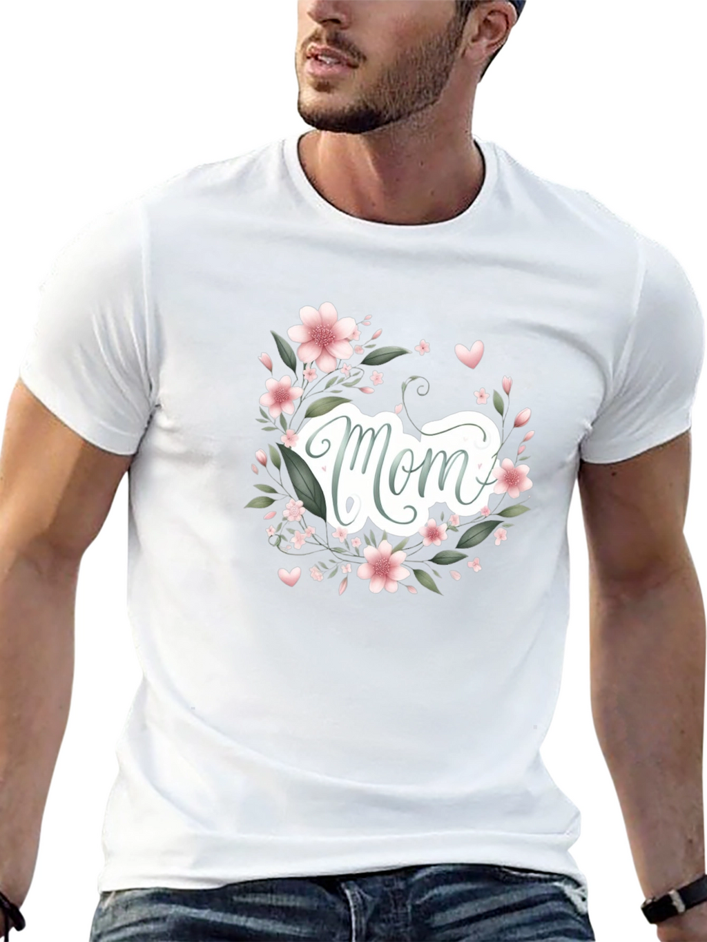 Floral Mom Graphic Black T-Shirt
