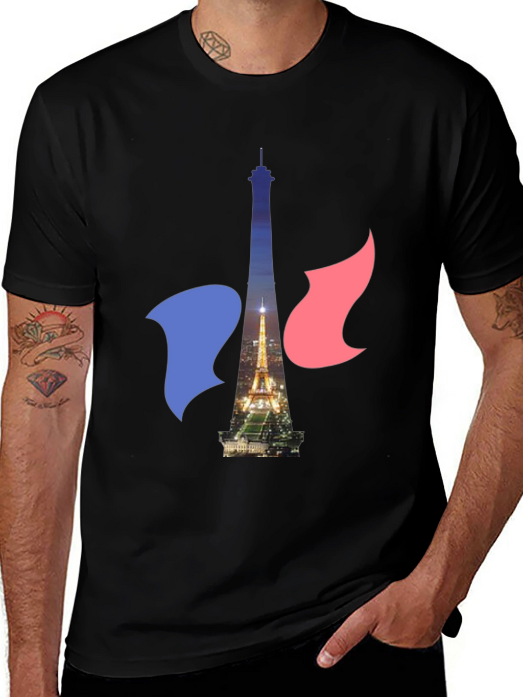 Paris Eiffel Tower Graphic Tee - French Flag
