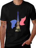 Paris Eiffel Tower Graphic Tee - French Flag