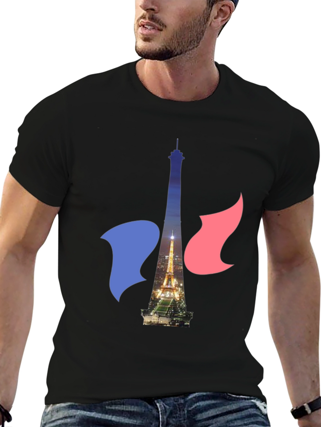 Paris Eiffel Tower Graphic Tee - French Flag