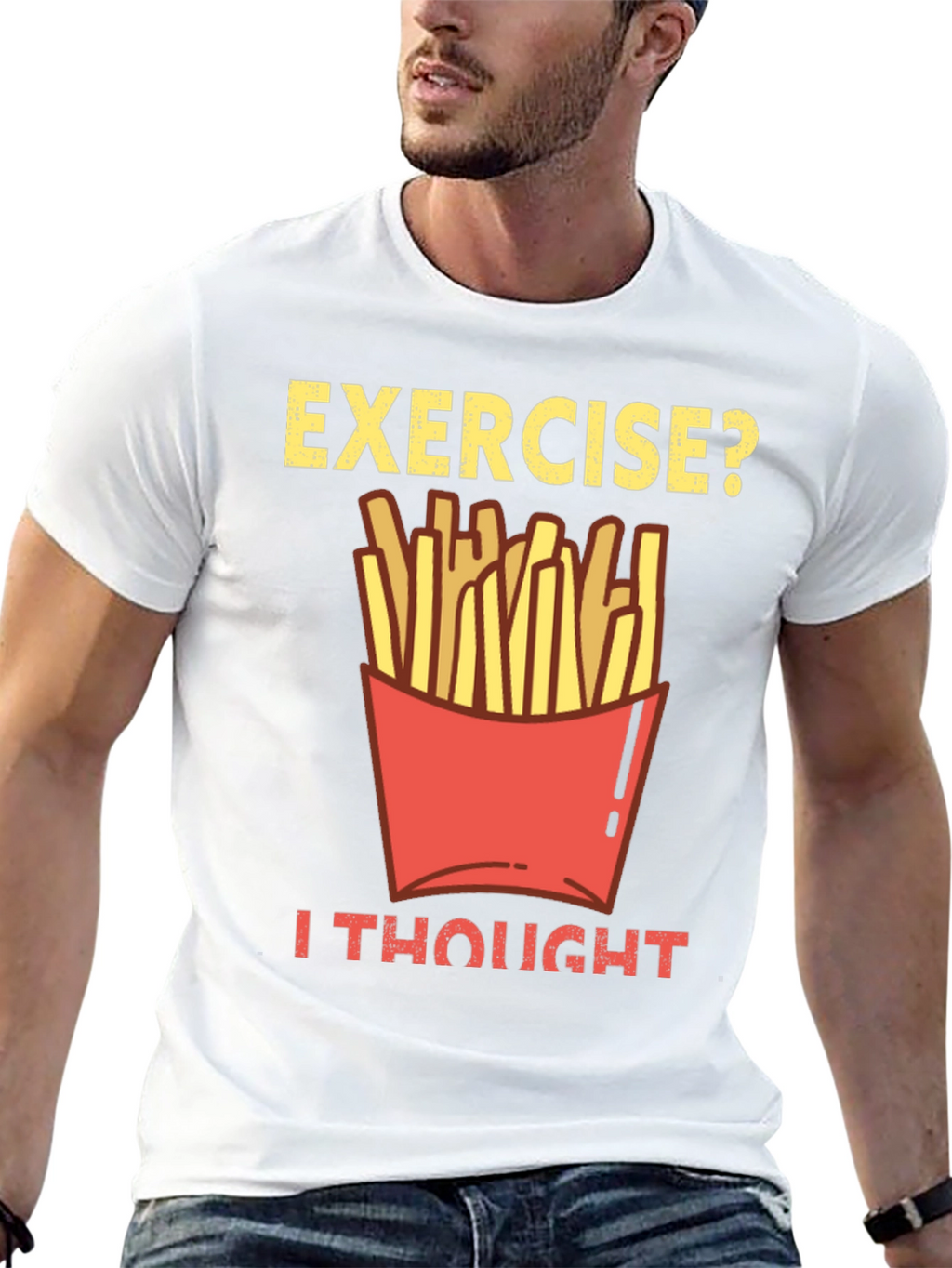 Exercise? Fries Graphic Tee - Funny Foodie Shirt