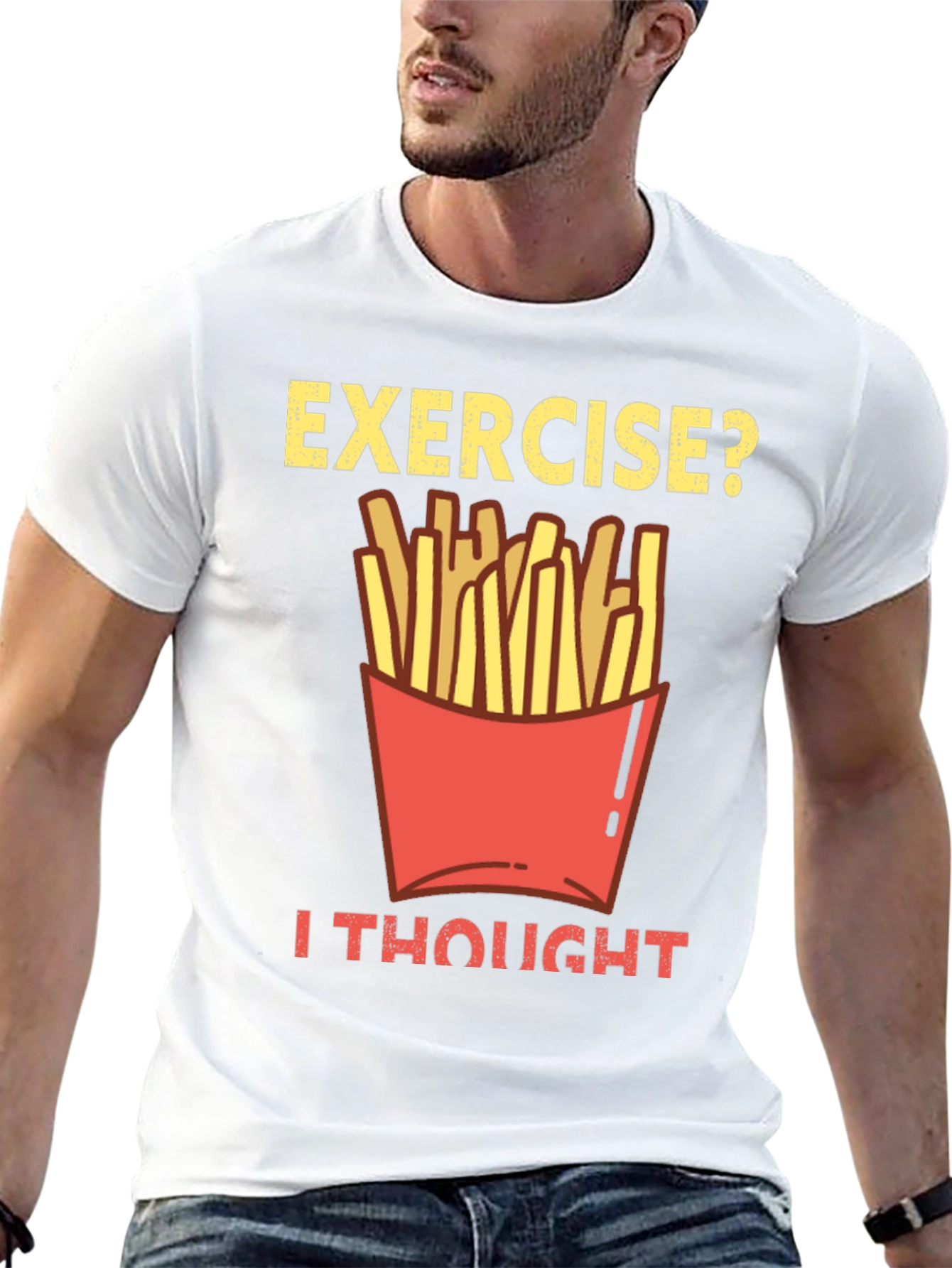 Exercise? Fries Graphic Tee - Funny Foodie Shirt