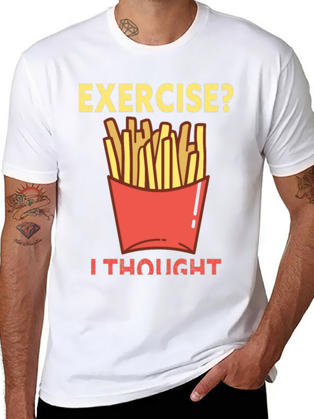 Exercise? Fries Graphic Tee - Funny Foodie Shirt