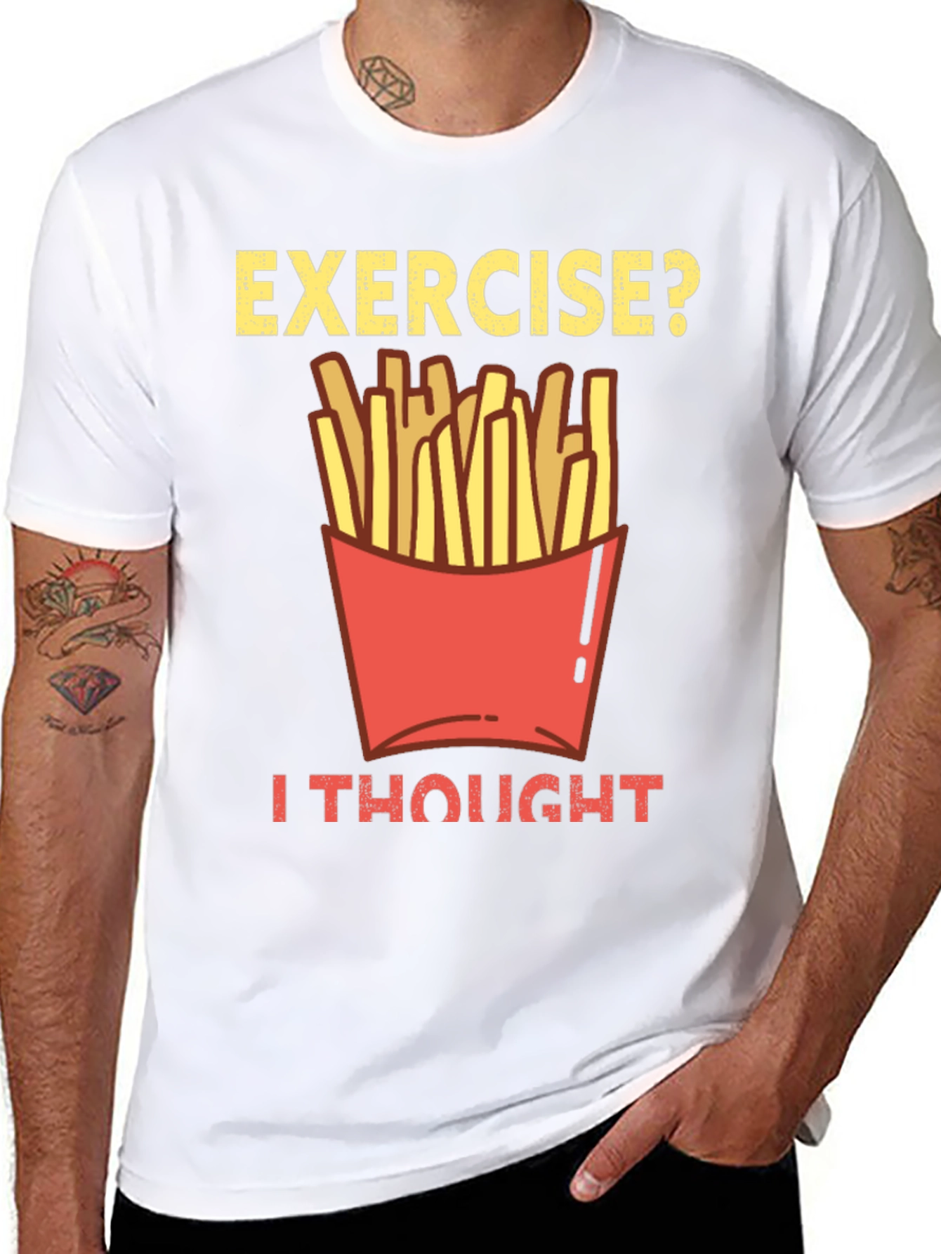 Exercise? Fries Graphic Tee - Funny Foodie Shirt