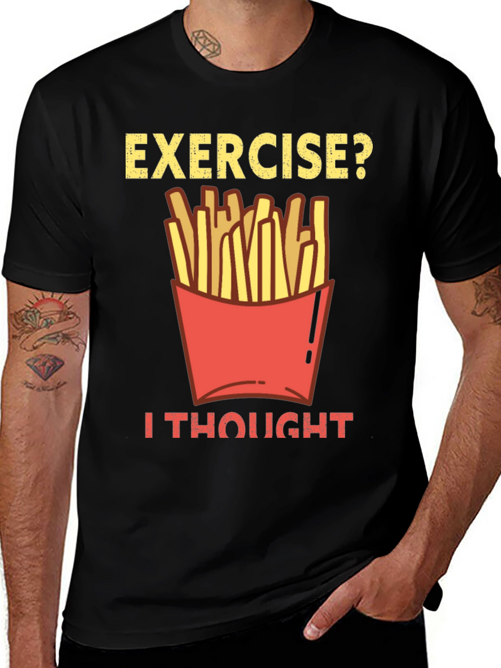 Exercise? Fries Graphic Tee - Funny Foodie Shirt