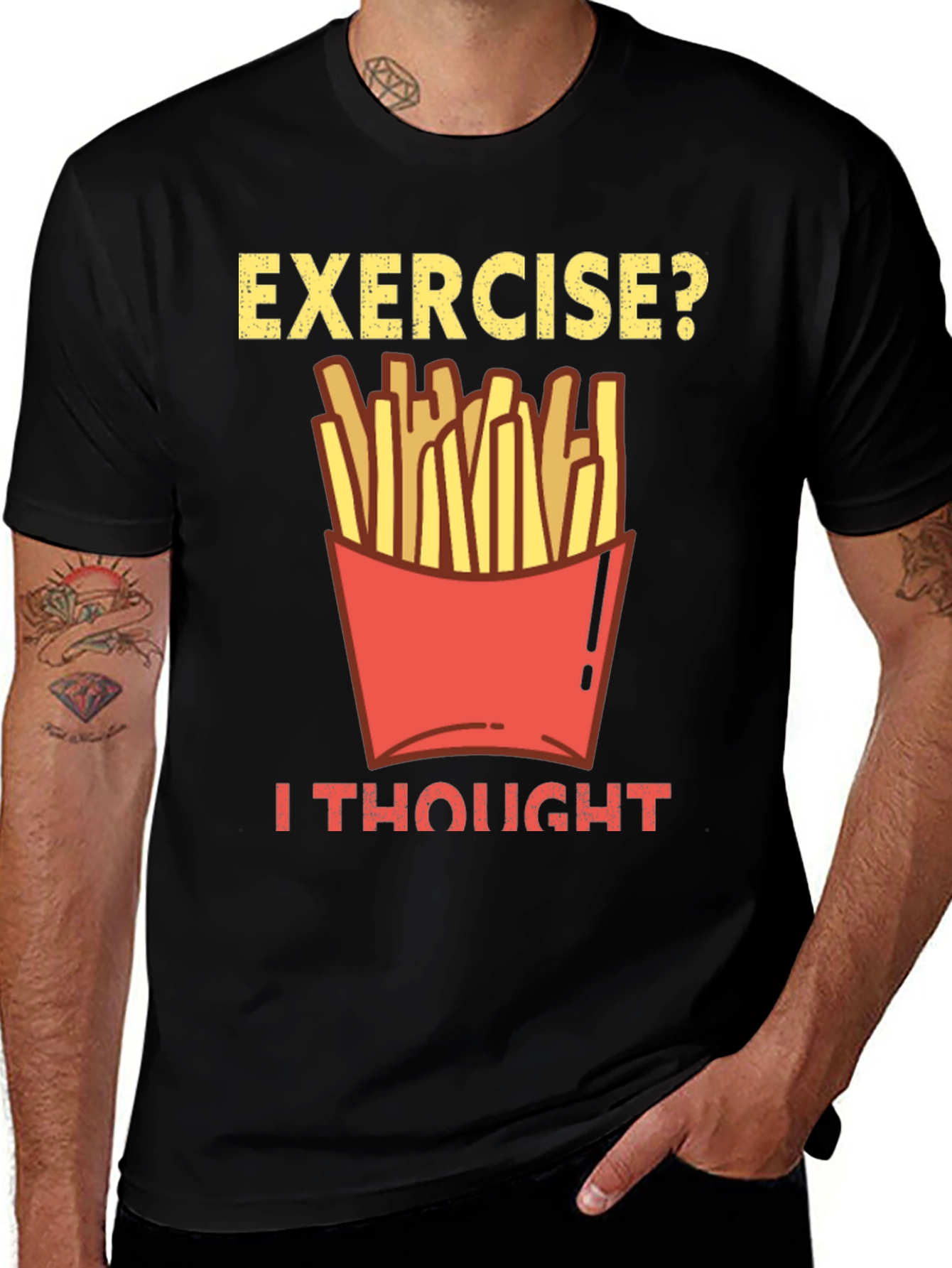 Exercise? Fries Graphic Tee - Funny Foodie Shirt