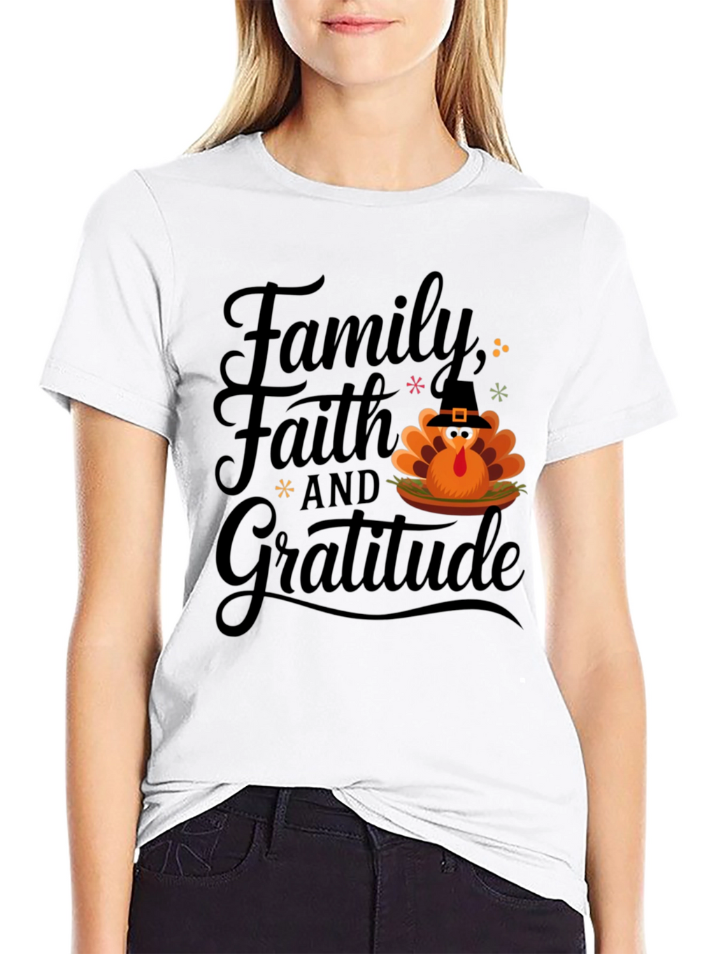 Thanksgiving Family Faith Gratitude Turkey T-Shirt