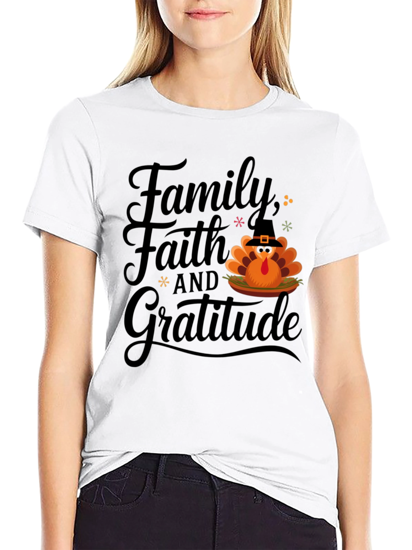 Thanksgiving Family Faith Gratitude Turkey T-Shirt