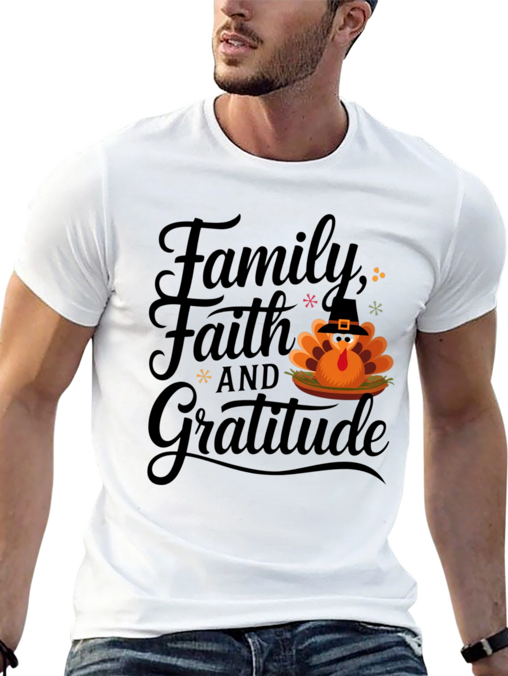 Thanksgiving Family Faith Gratitude Turkey T-Shirt