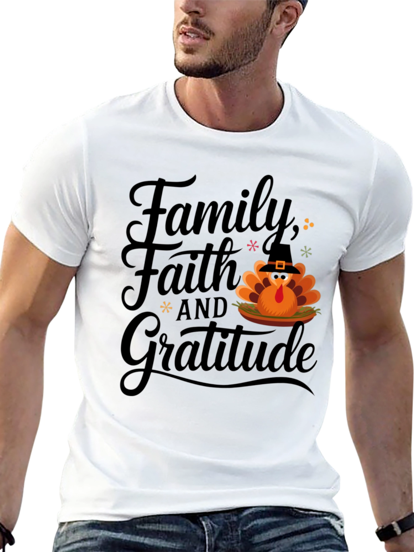 Thanksgiving Family Faith Gratitude Turkey T-Shirt