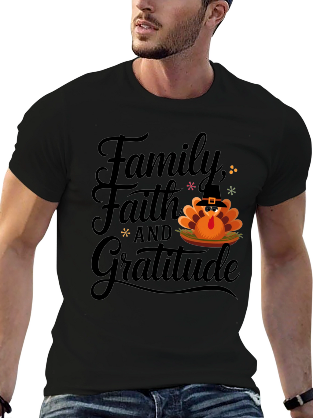 Thanksgiving Family Faith Gratitude Turkey T-Shirt