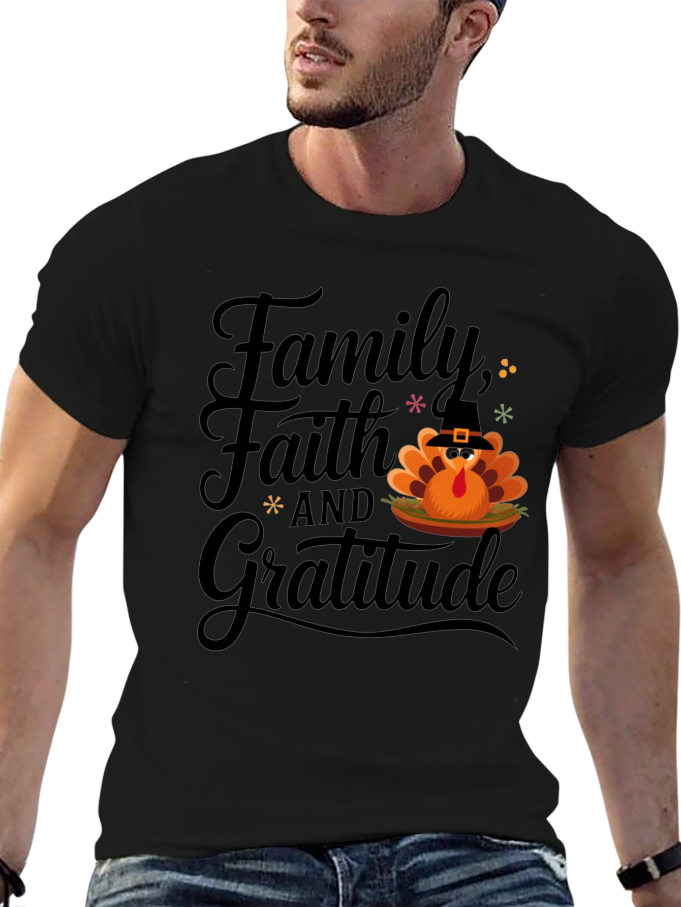 Thanksgiving Family Faith Gratitude Turkey T-Shirt