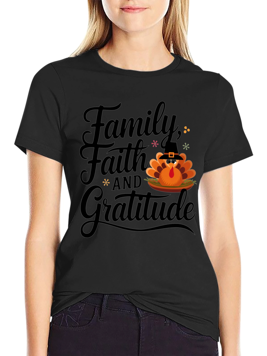 Thanksgiving Family Faith Gratitude Turkey T-Shirt