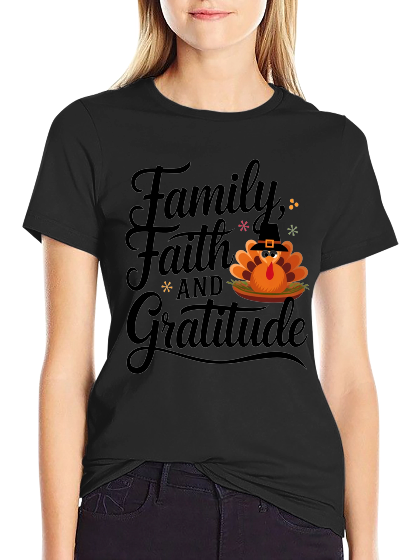 Thanksgiving Family Faith Gratitude Turkey T-Shirt
