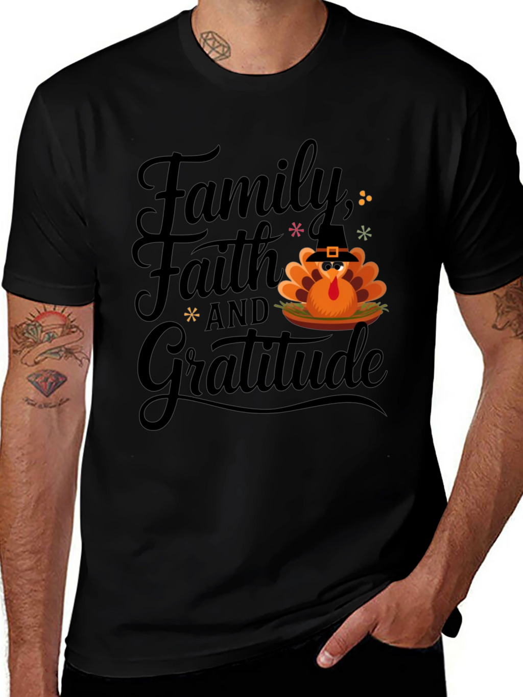Thanksgiving Family Faith Gratitude Turkey T-Shirt