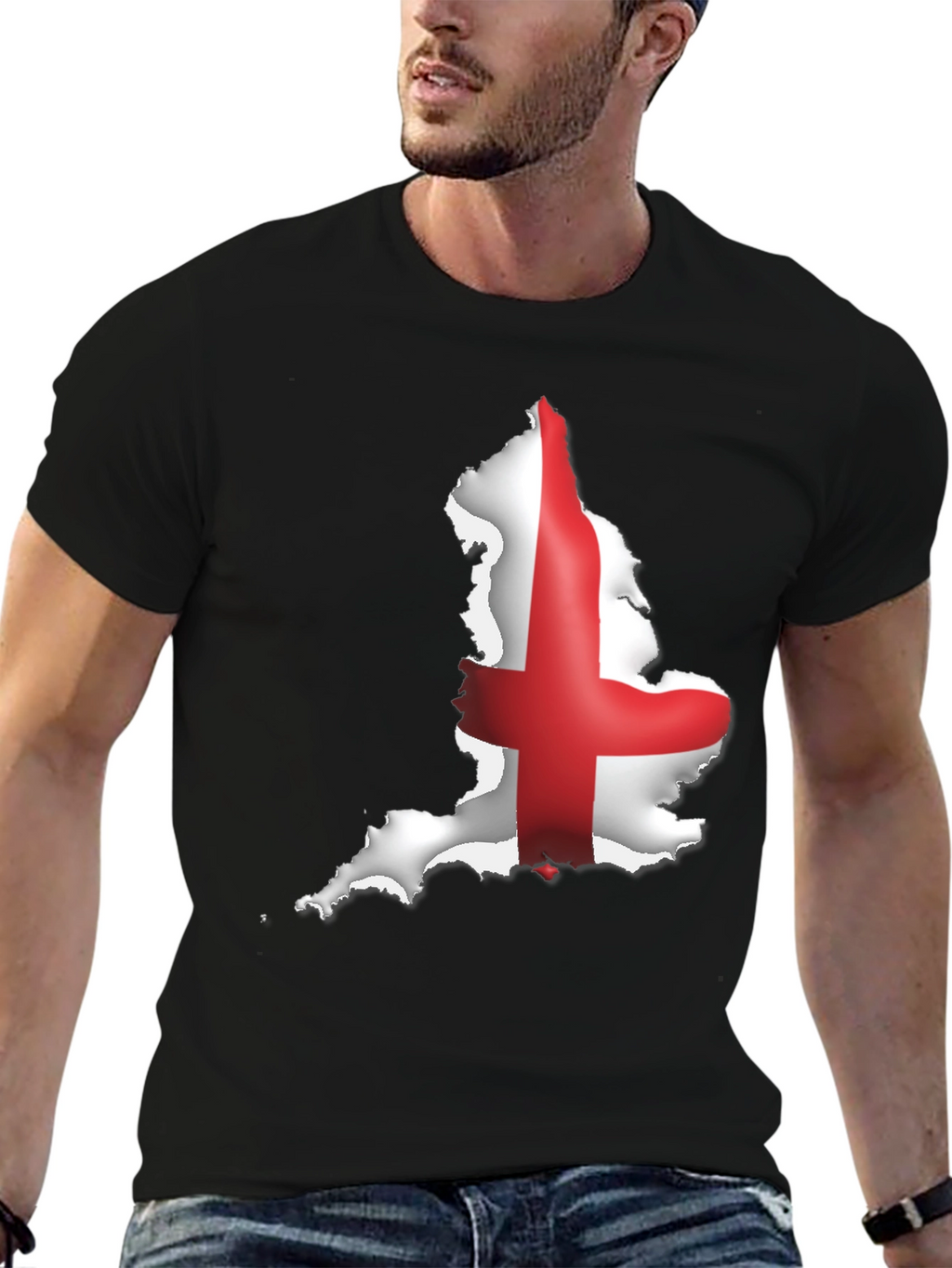 England Flag Map Graphic Black T-Shirt