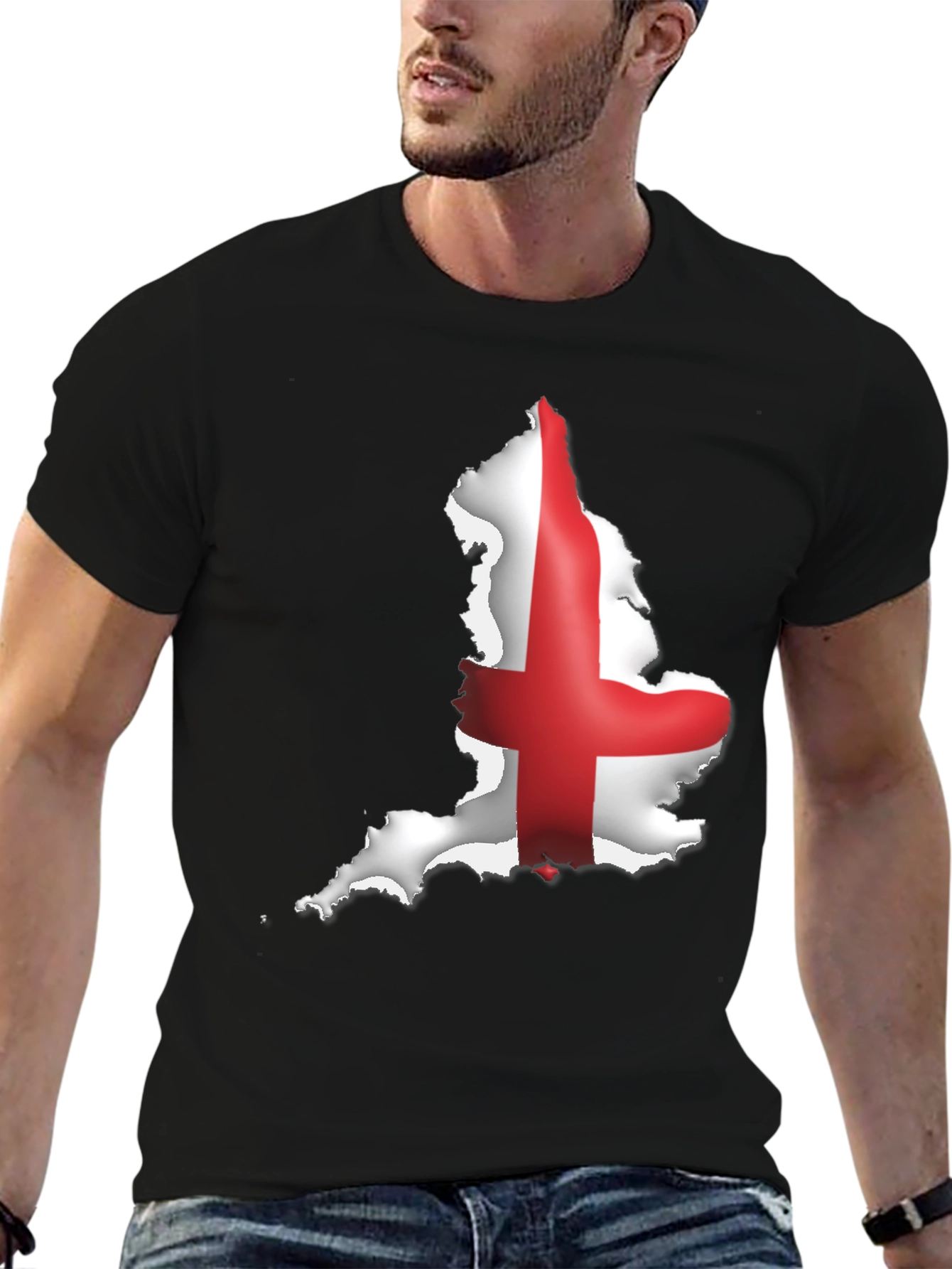England Flag Map Graphic Black T-Shirt