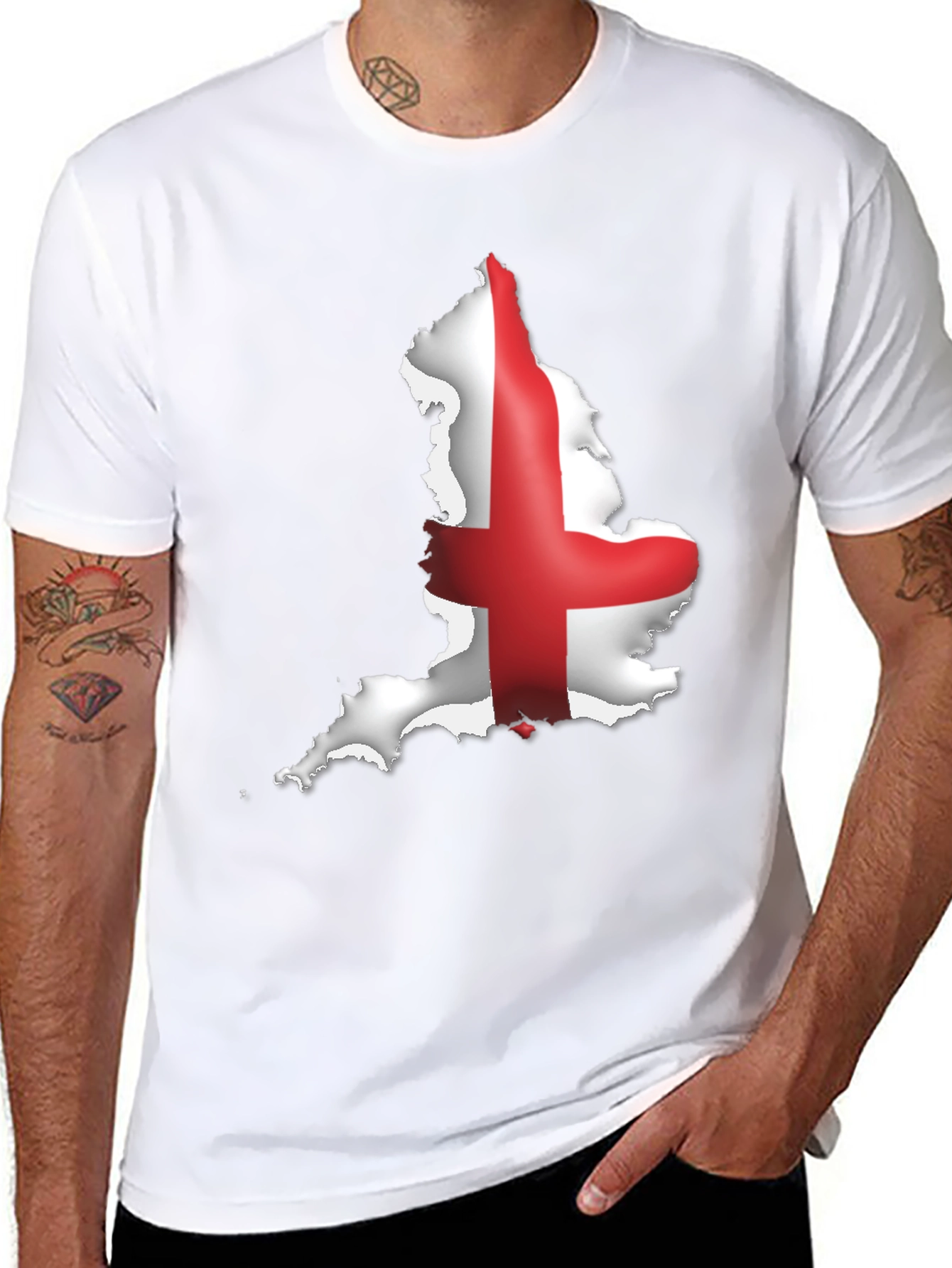 England Flag Map Graphic Black T-Shirt