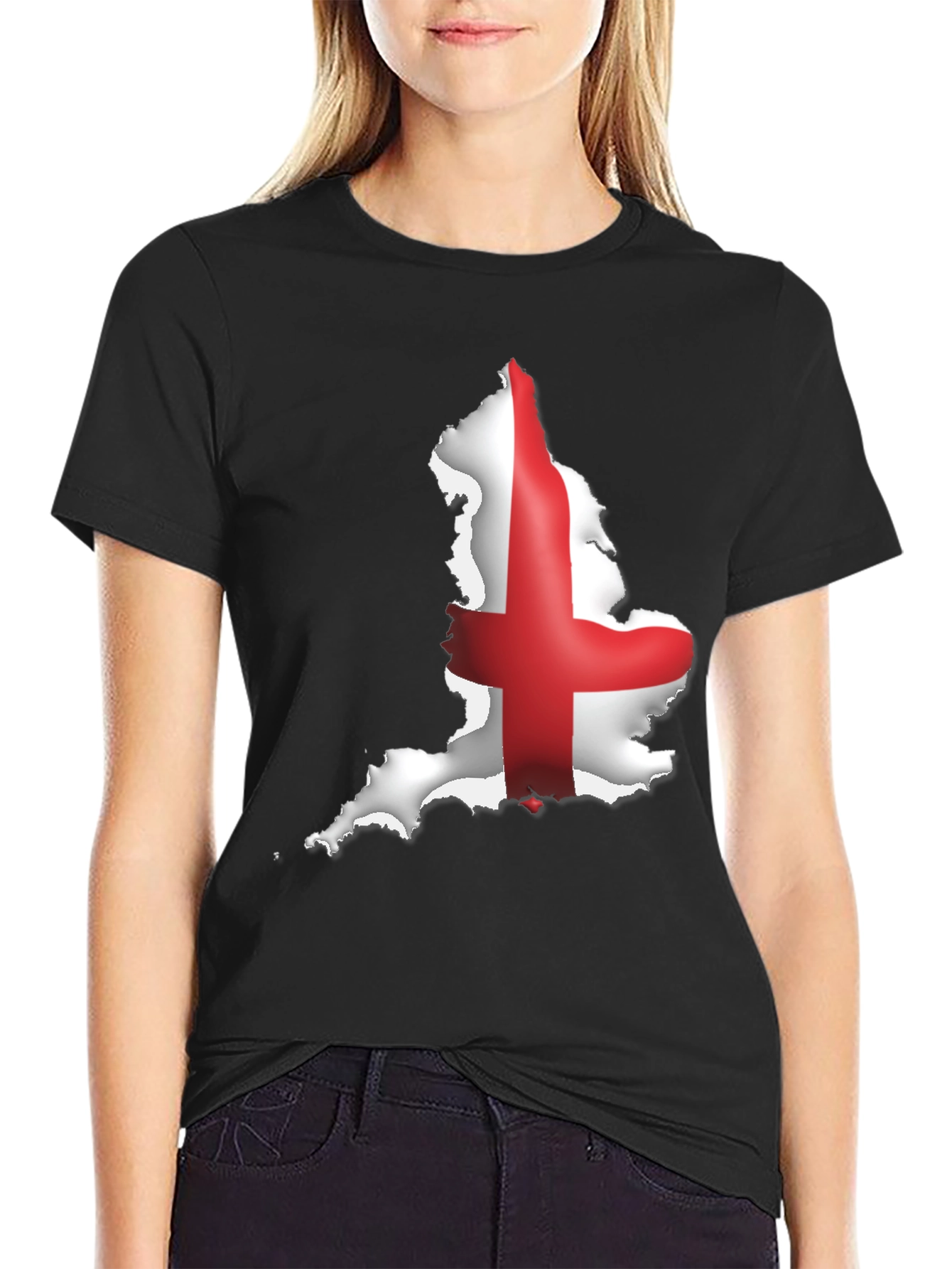England Flag Map Graphic Black T-Shirt
