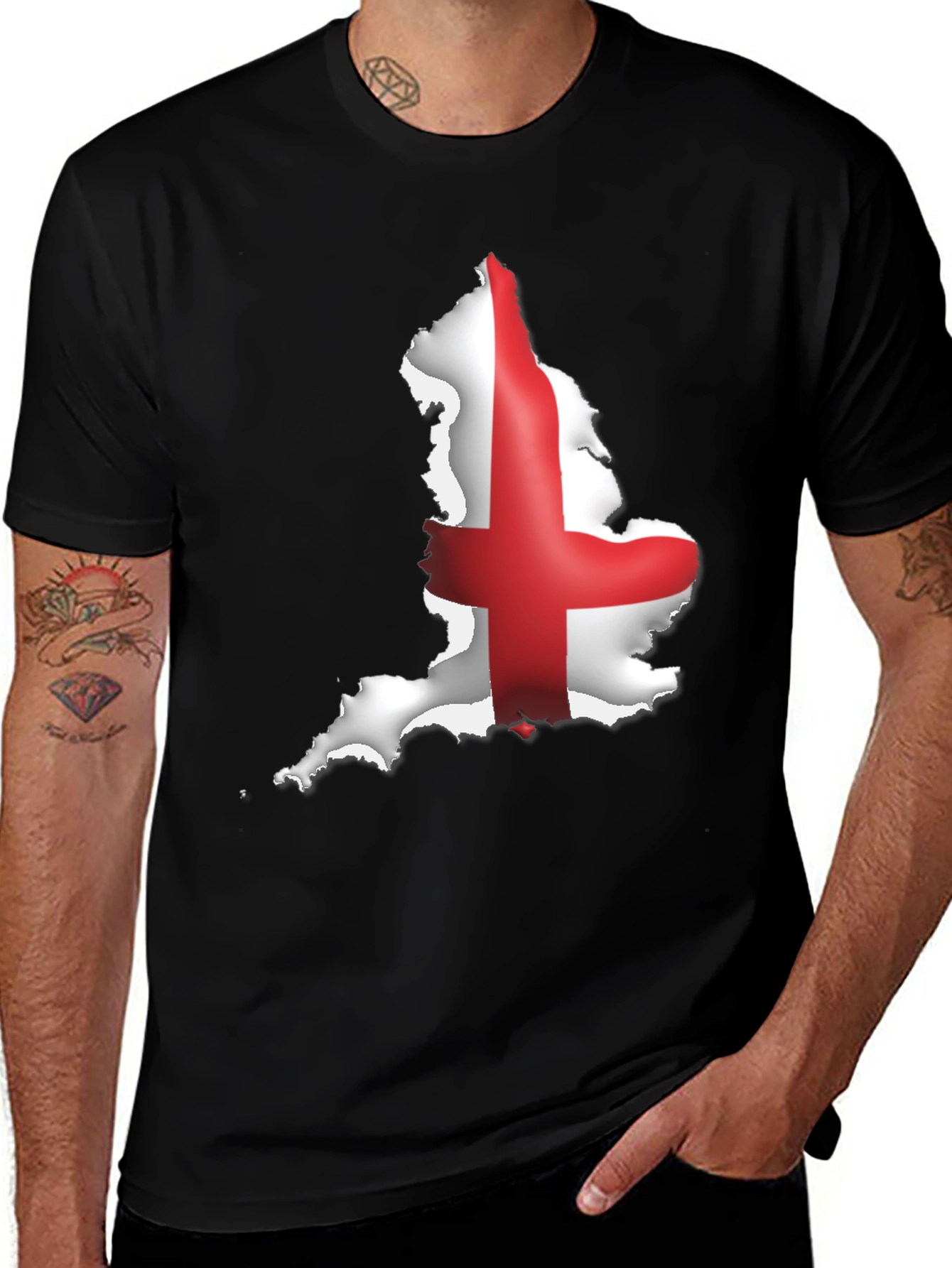 England Flag Map Graphic Black T-Shirt