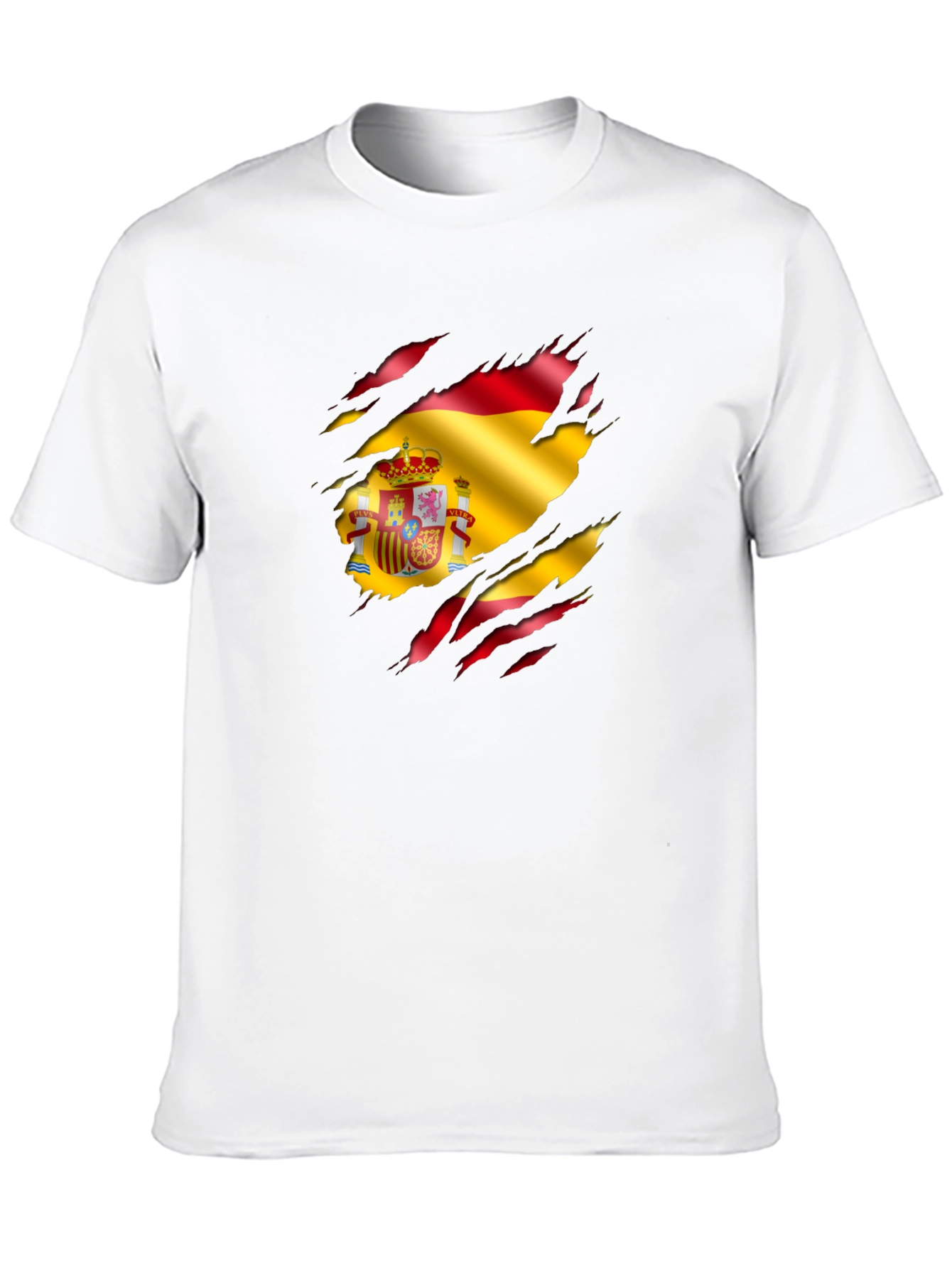 Spain Flag Ripped Graphic T-Shirt