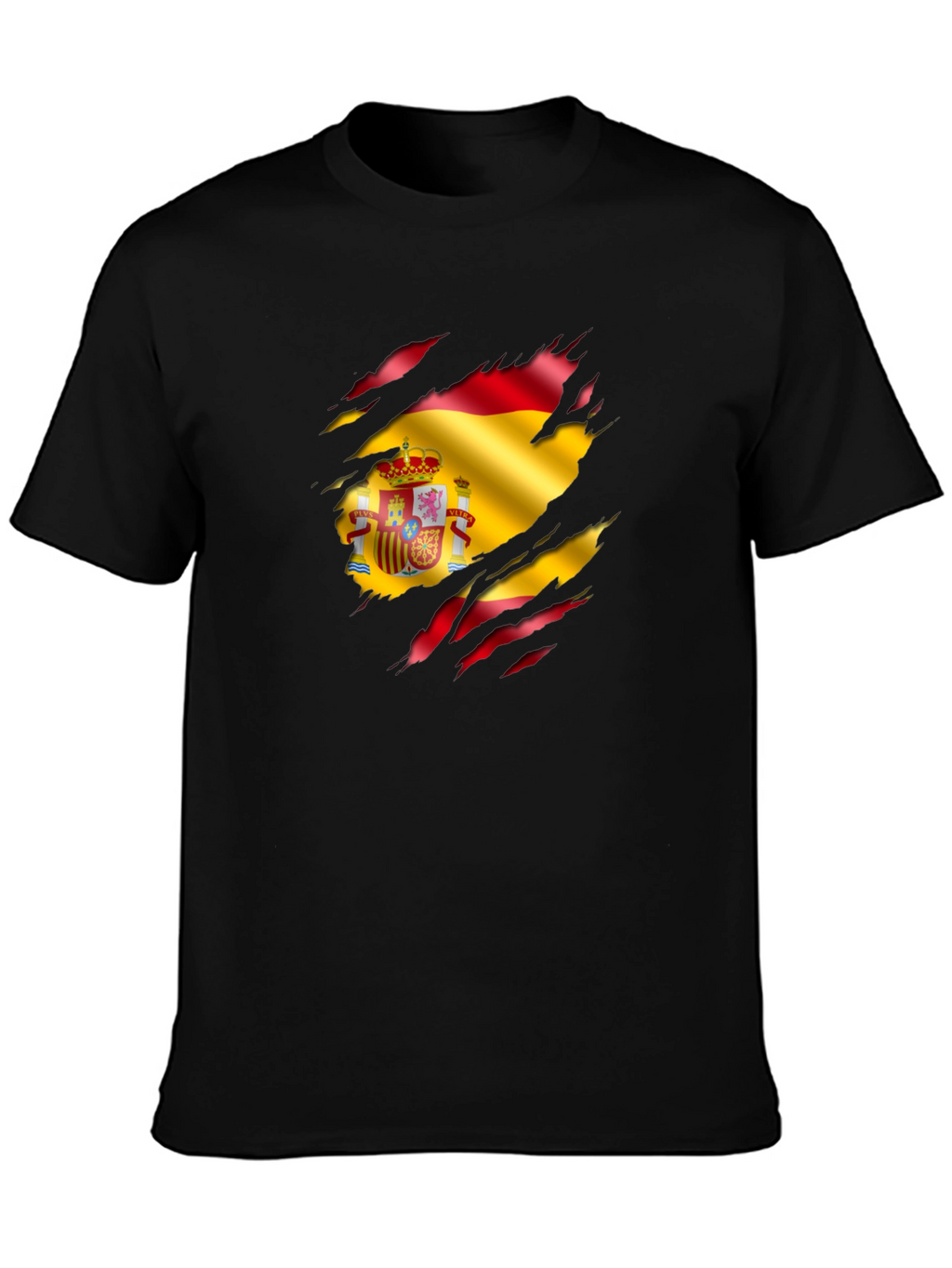 Spain Flag Ripped Graphic T-Shirt