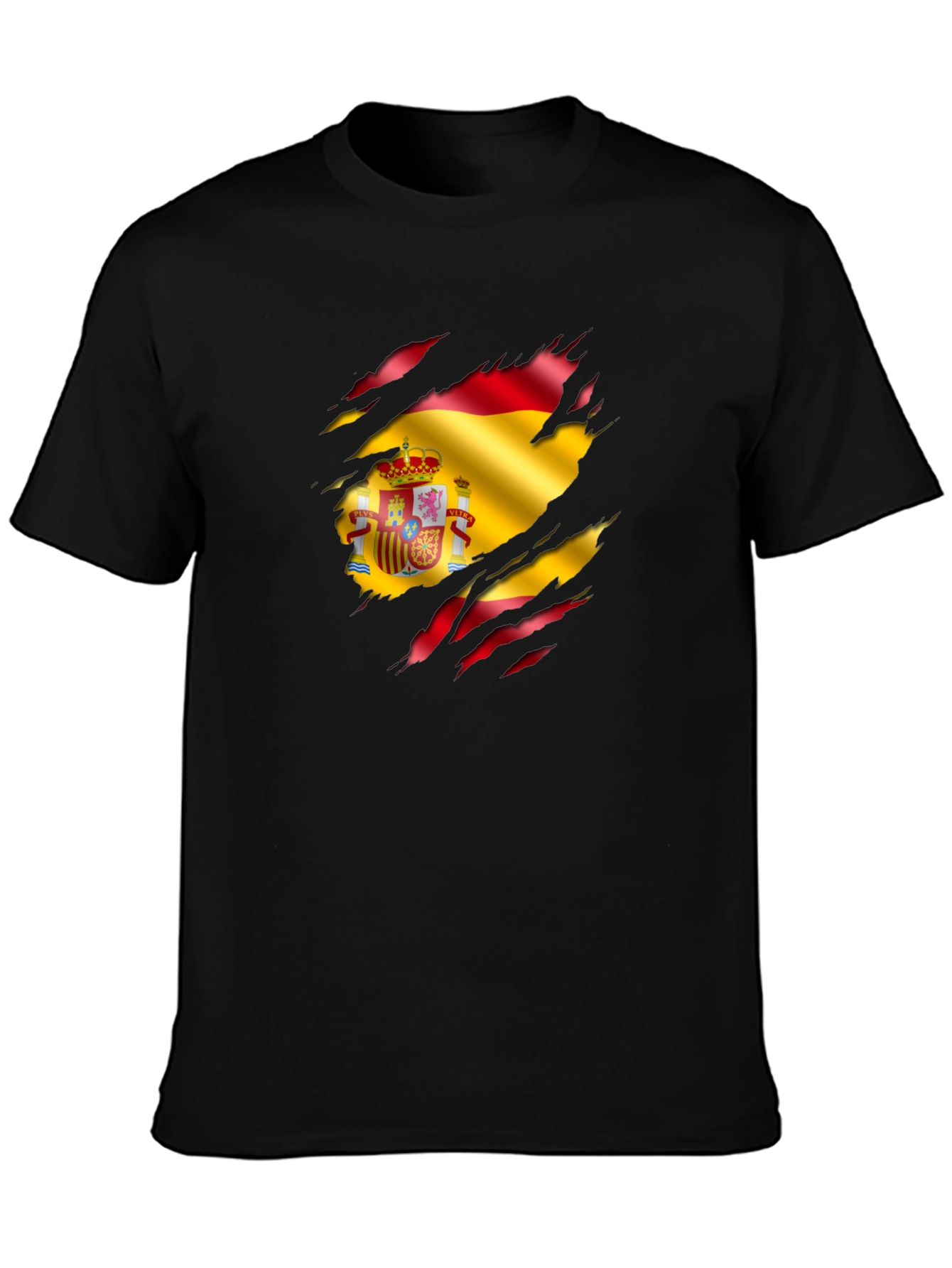 Spain Flag Ripped Graphic T-Shirt